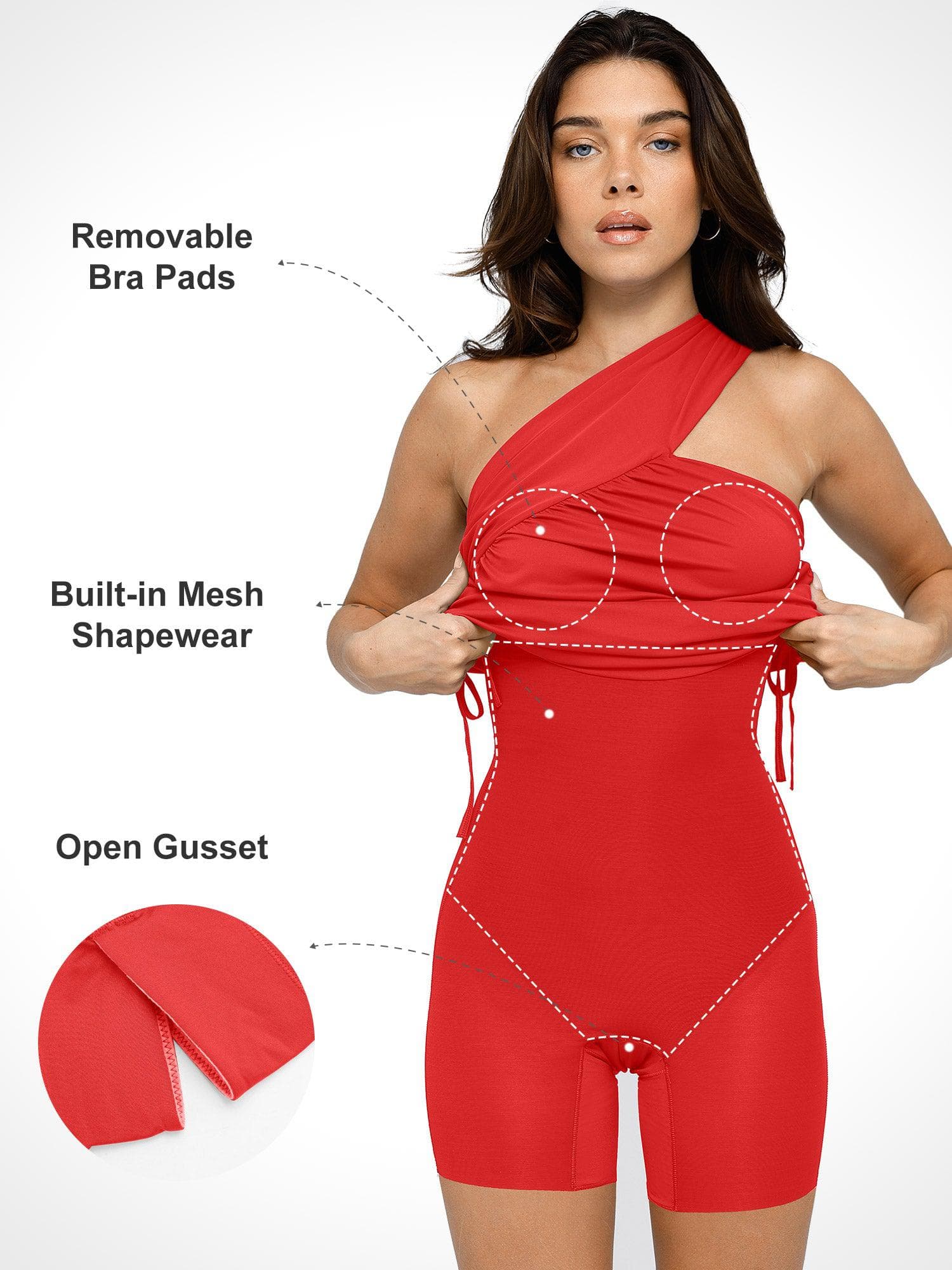 Popilush Bluetag Cooling Shapewear One-Shoulder Ruched Bodycon Dress - Image 17