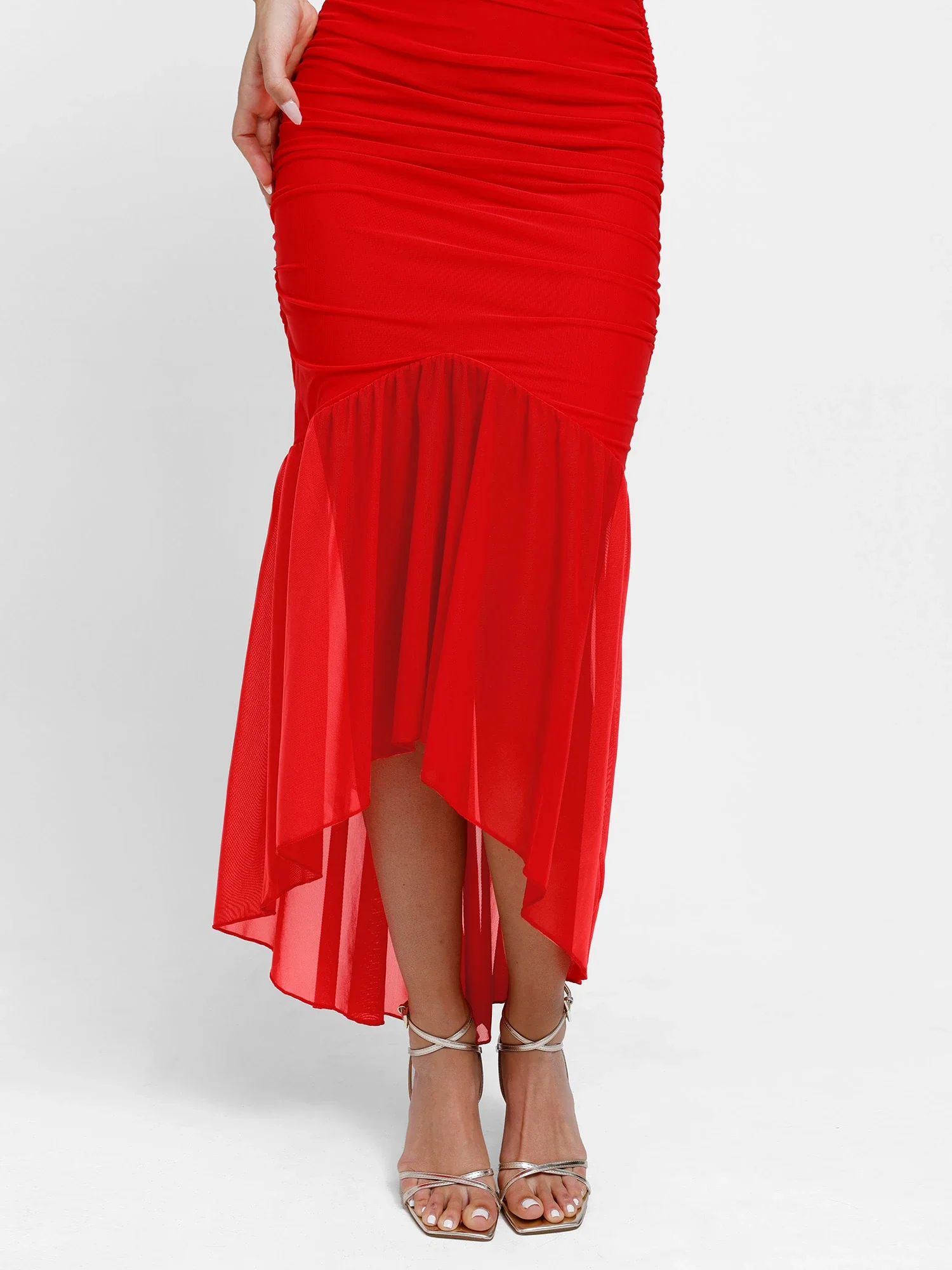 Popilush Shapewear Bluetag Cooling Ruched Mesh Bodycon Maxi Dress - Image 15