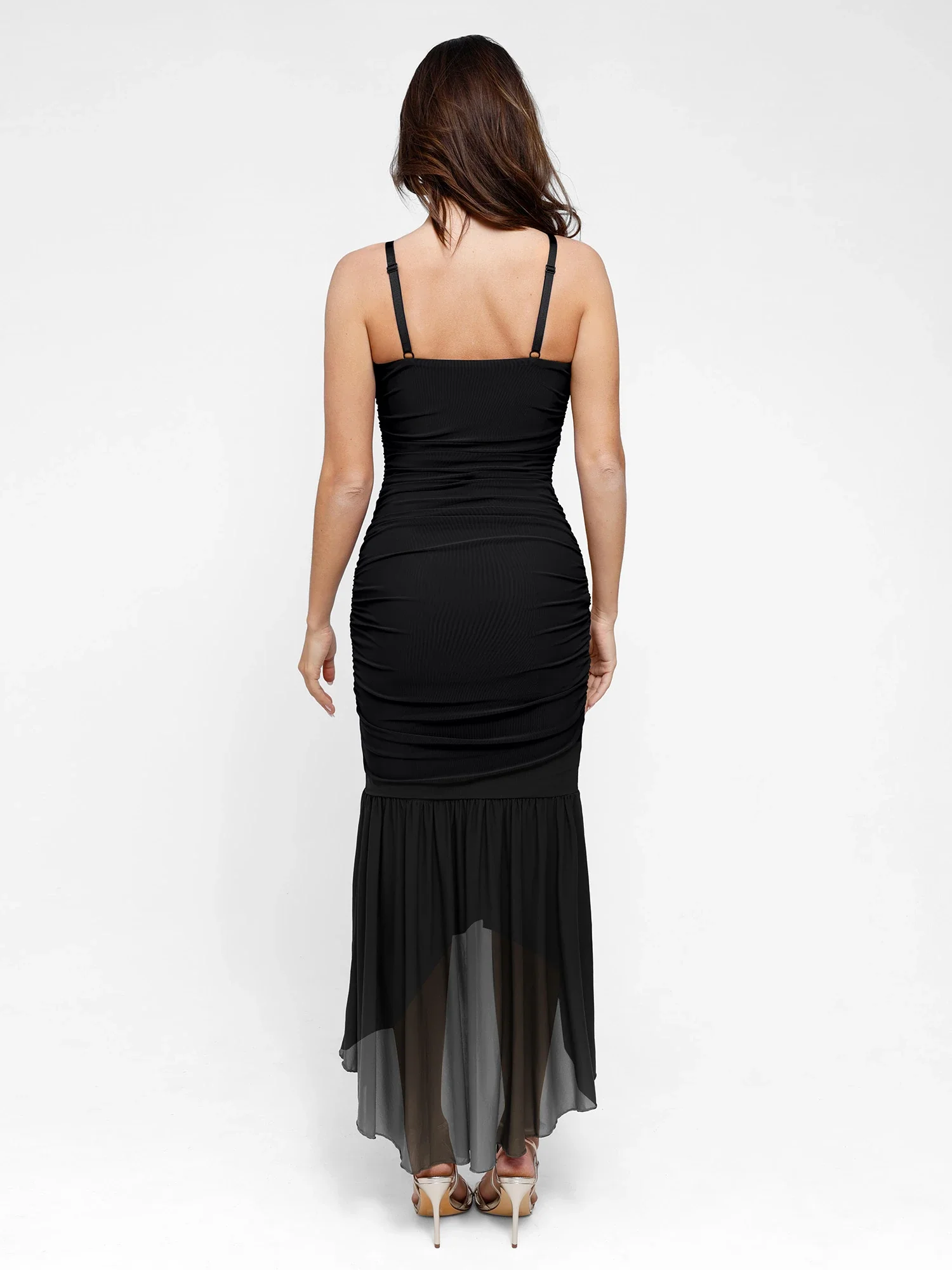 Popilush Shapewear Bluetag Cooling Ruched Mesh Bodycon Maxi Dress - Image 4