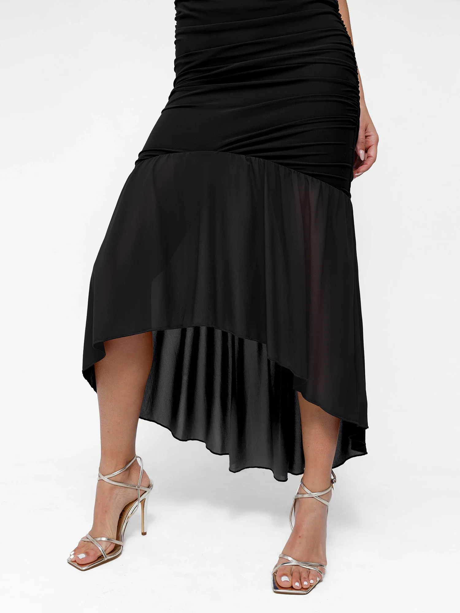 Popilush Shapewear Bluetag Cooling Ruched Mesh Bodycon Maxi Dress - Image 6