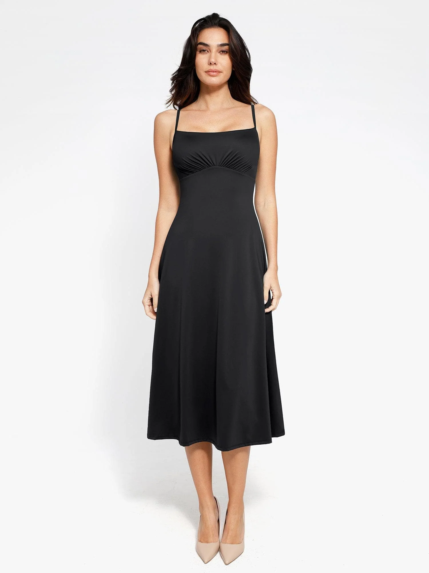 Popilush Shapewear Built-In Sculpting A-Line Midi Slip Dress - Image 12