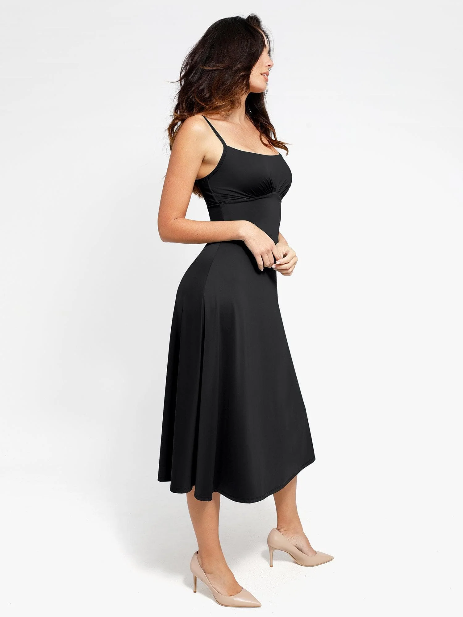 Popilush Shapewear Built-In Sculpting A-Line Midi Slip Dress - Image 14
