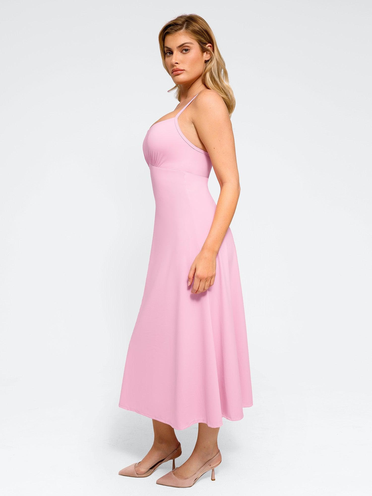 Popilush Shapewear Built-In Sculpting A-Line Midi Slip Dress - Image 3