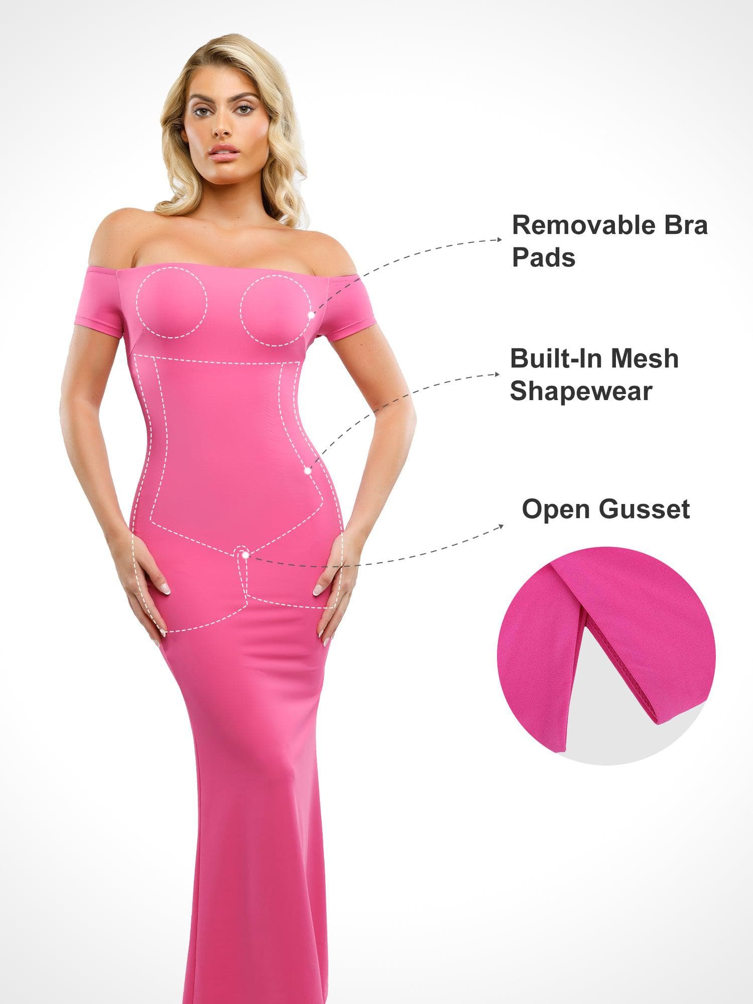 Popilush Shapewear Off-Shoulder Tummy Control Smoothing Maxi Dress - Image 2