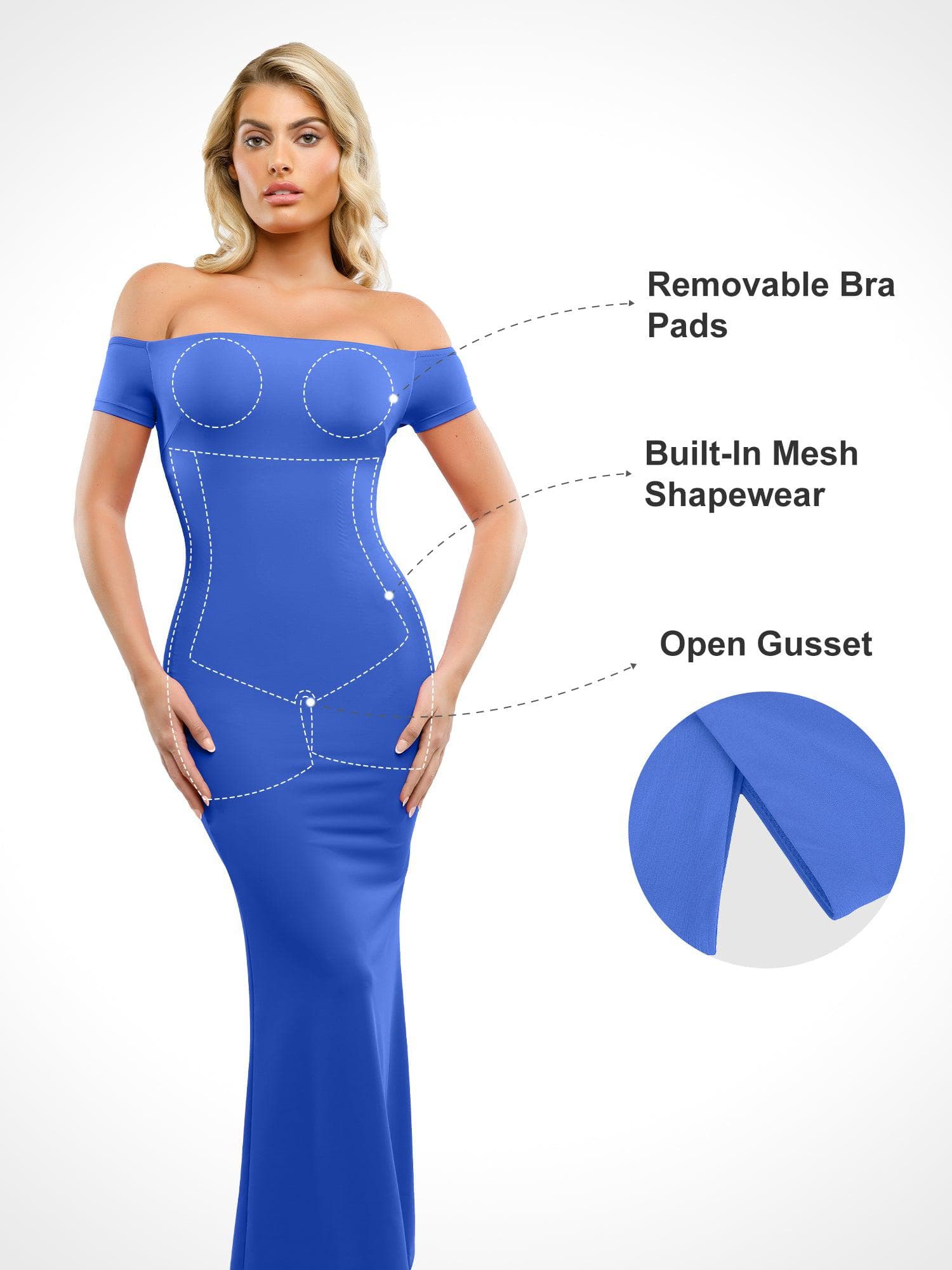 Popilush Shapewear Off-Shoulder Tummy Control Smoothing Maxi Dress - Image 23
