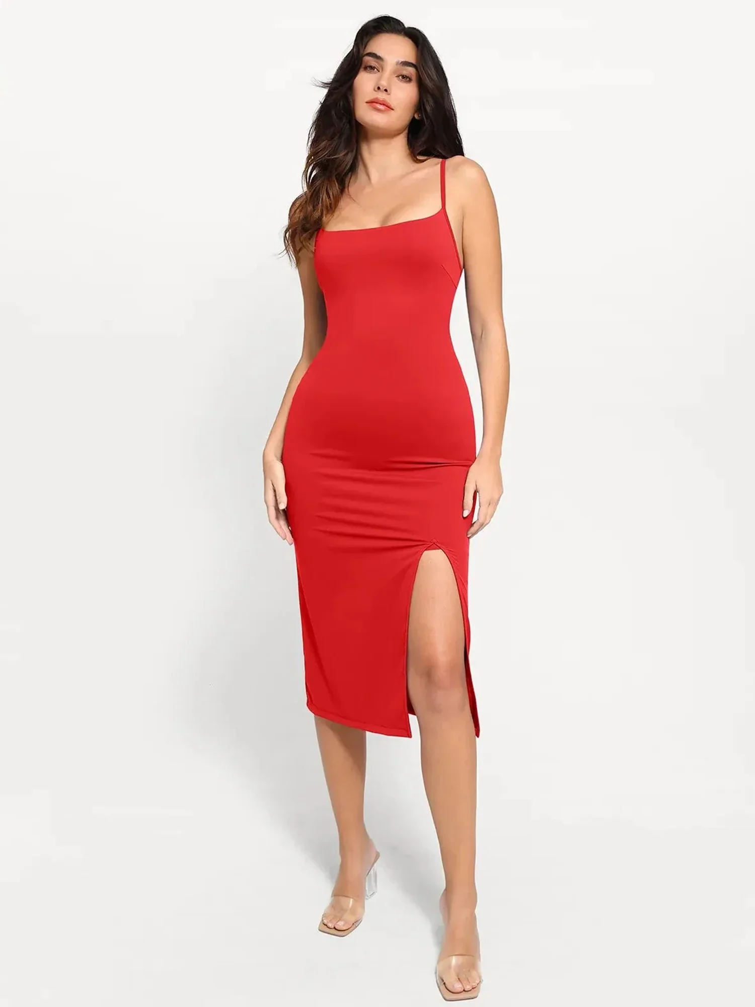 Popilush Shapewear Slimming Midi Dress and Sheer Mesh Overlay Set - Image 12