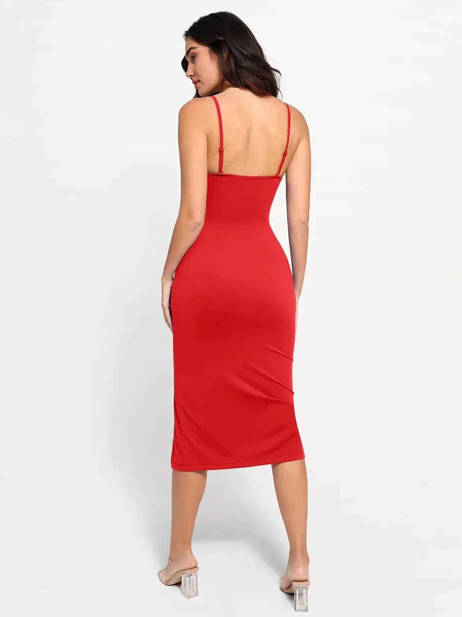 Popilush Shapewear Slimming Midi Dress and Sheer Mesh Overlay Set - Image 16