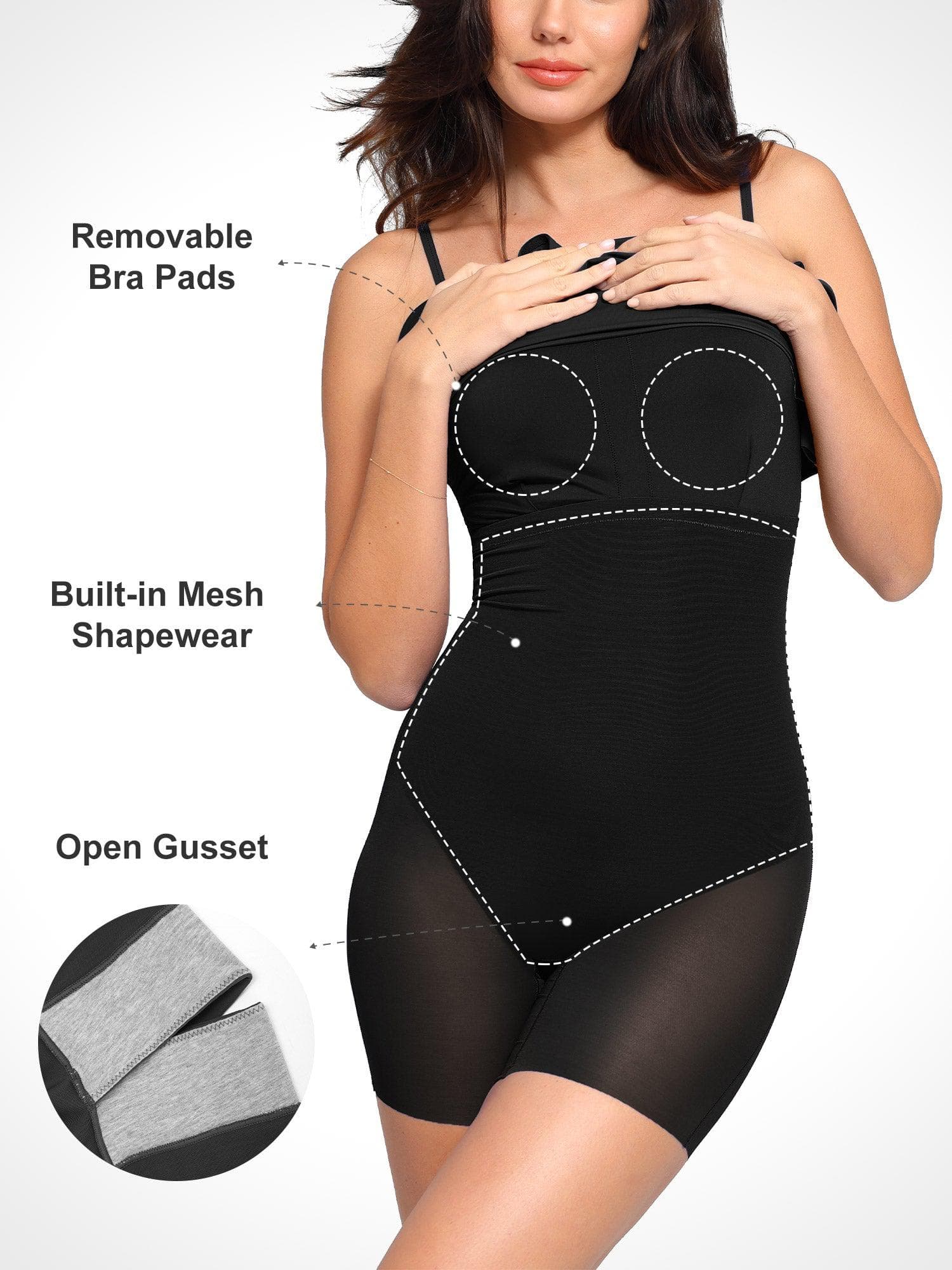 Popilush Shapewear Slimming Midi Dress and Sheer Mesh Overlay Set - Image 3