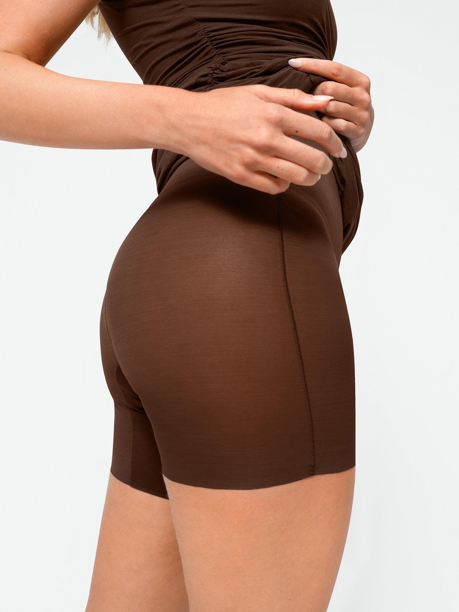 Popilush Shapewear Square Neck Sleeveless Ruched Bodycon Mini Dress - Image 19
