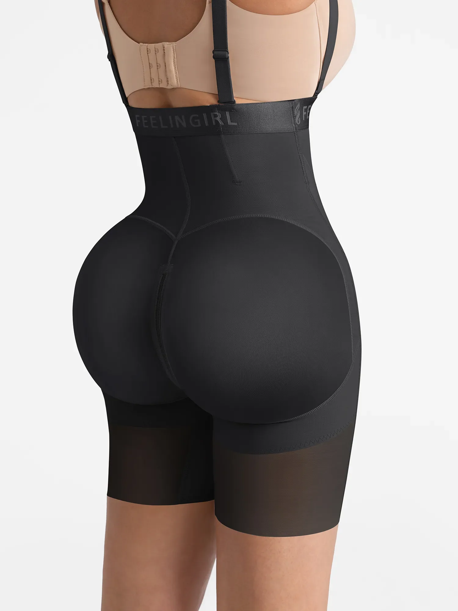 Feelingirl Wide V-neck Belt High-Waist Shaping Shorts - Image 10