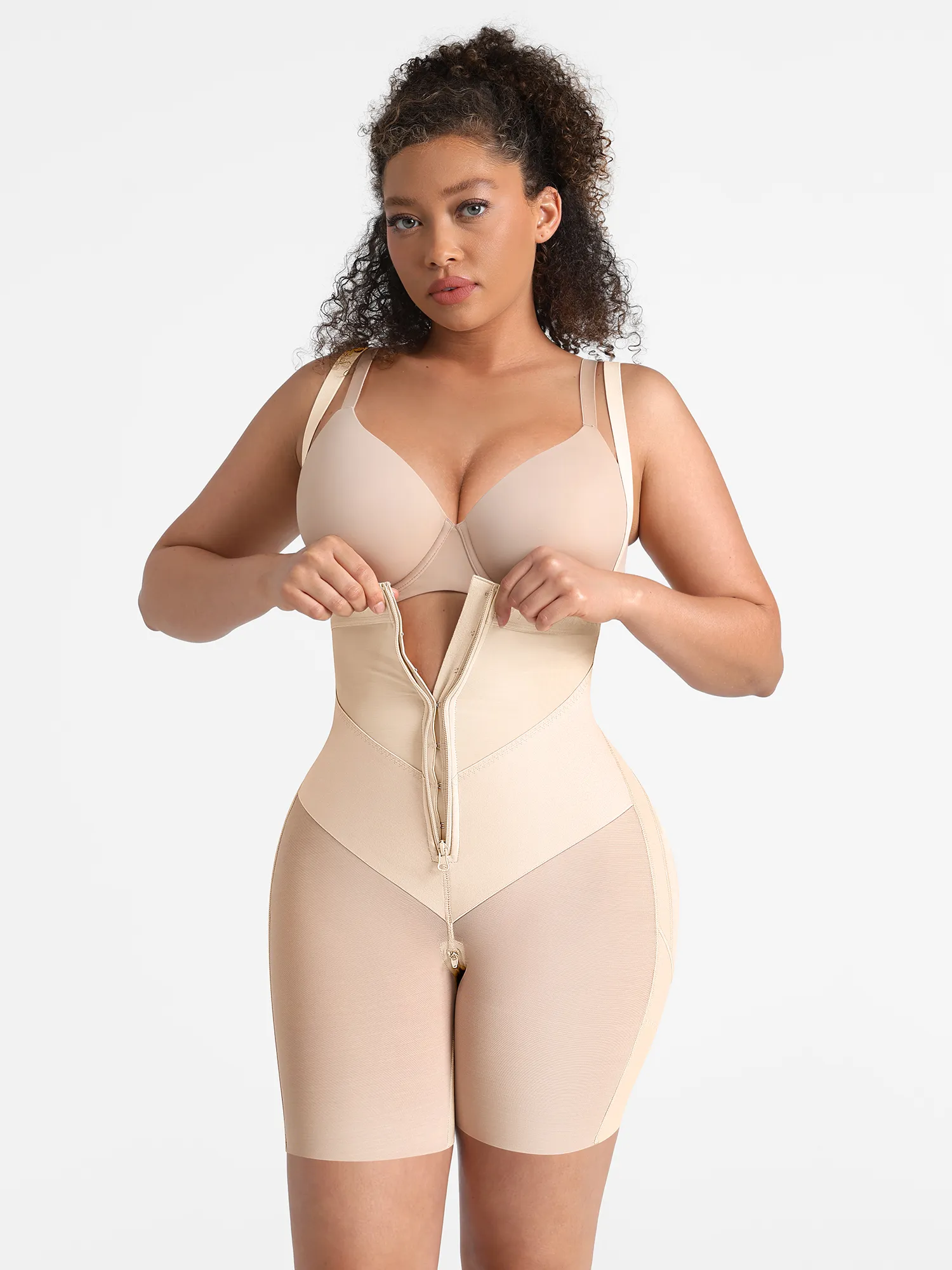 Feelingirl Wide V-neck Belt High-Waist Shaping Shorts - Image 13