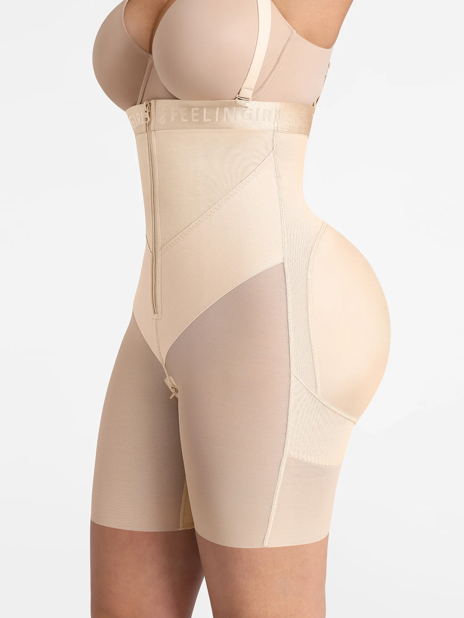 Feelingirl Wide V-neck Belt High-Waist Shaping Shorts - Image 16