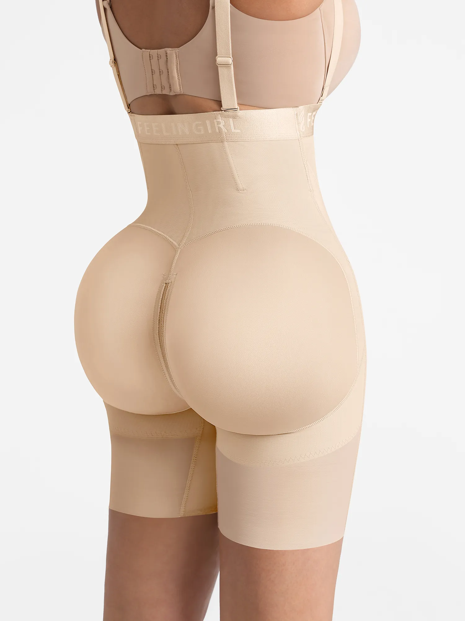 Feelingirl Wide V-neck Belt High-Waist Shaping Shorts - Image 17