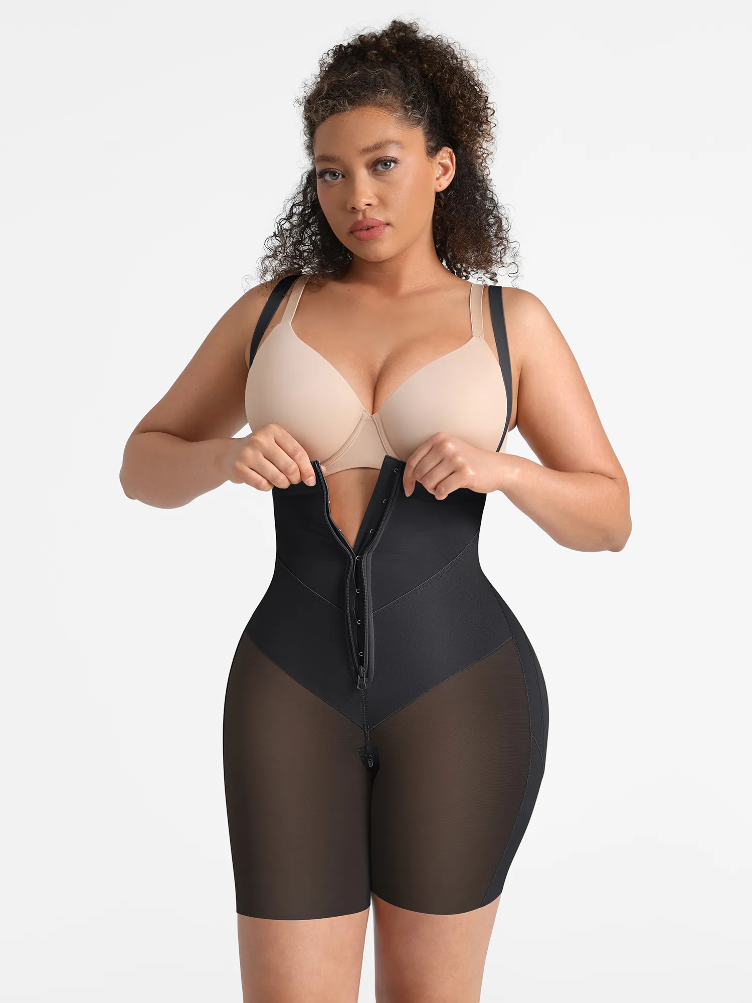 Feelingirl Wide V-neck Belt High-Waist Shaping Shorts - Image 6