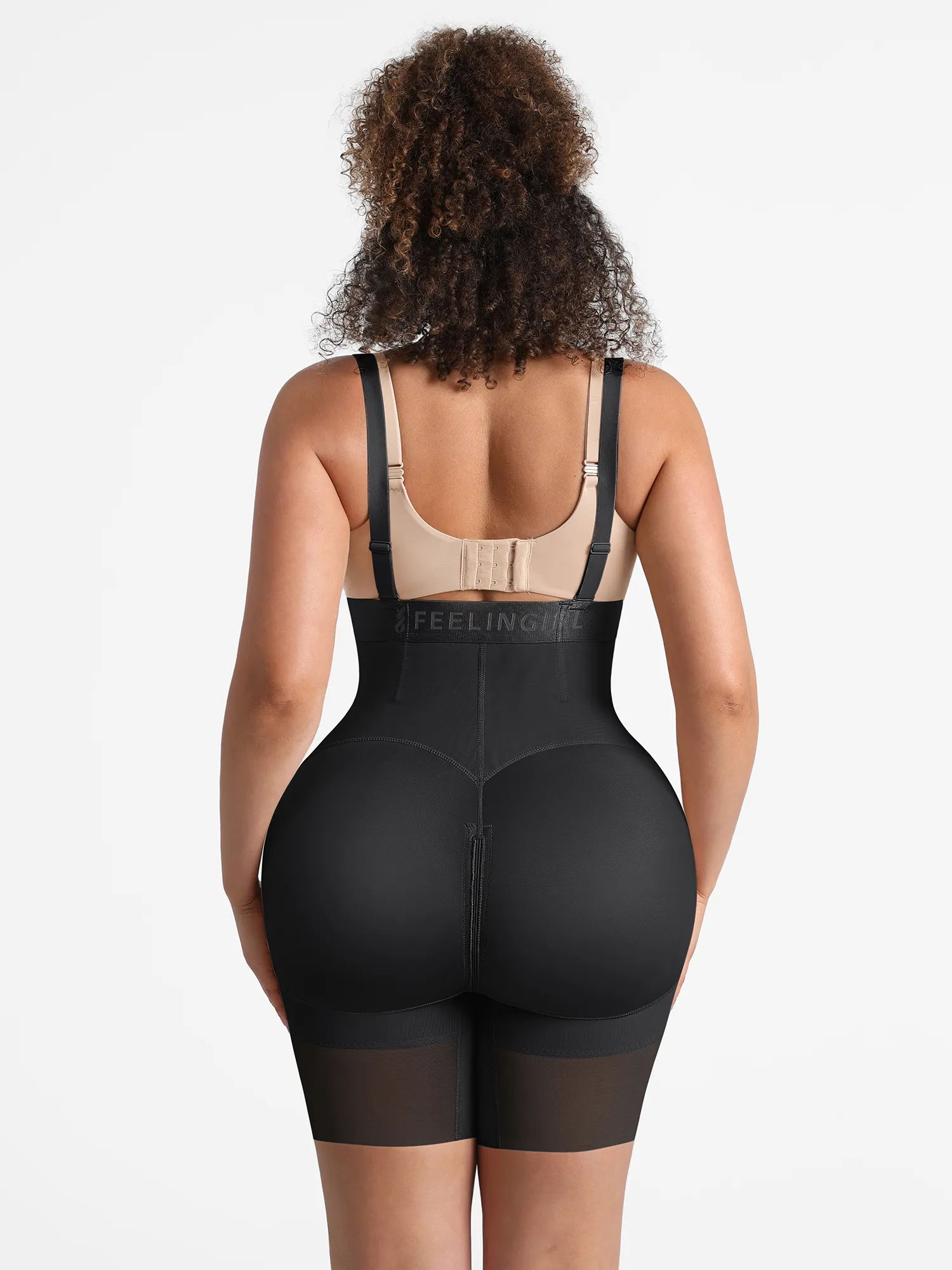 Feelingirl Wide V-neck Belt High-Waist Shaping Shorts - Image 8