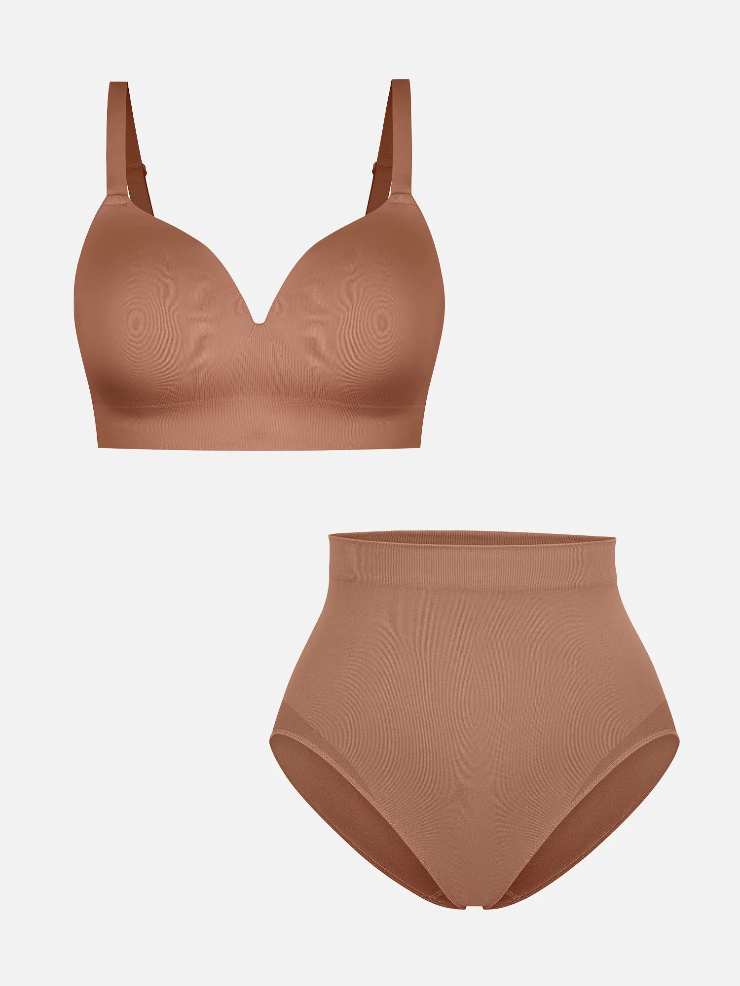 Feelingirl 1 High-Waist Brief + 1 Push-Up Seamless Bra
