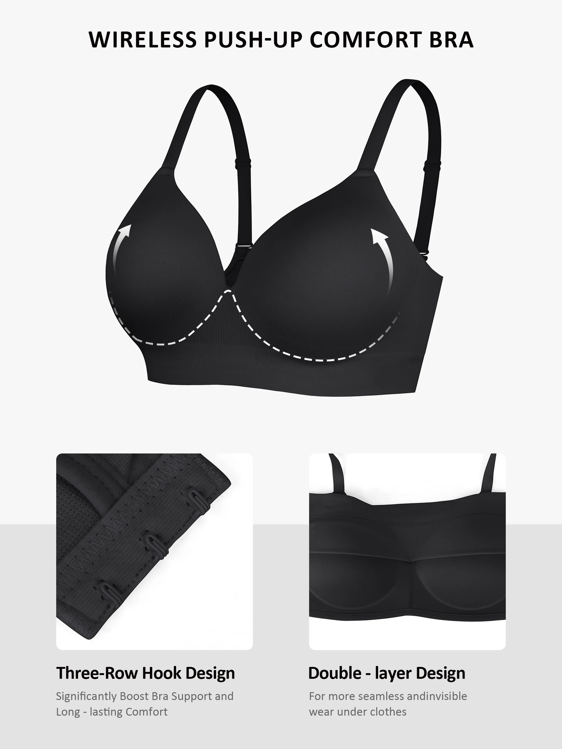 Feelingirl Wireless Push-Up Seamless Comfort Full Coverage Bra Bundle - Image 18