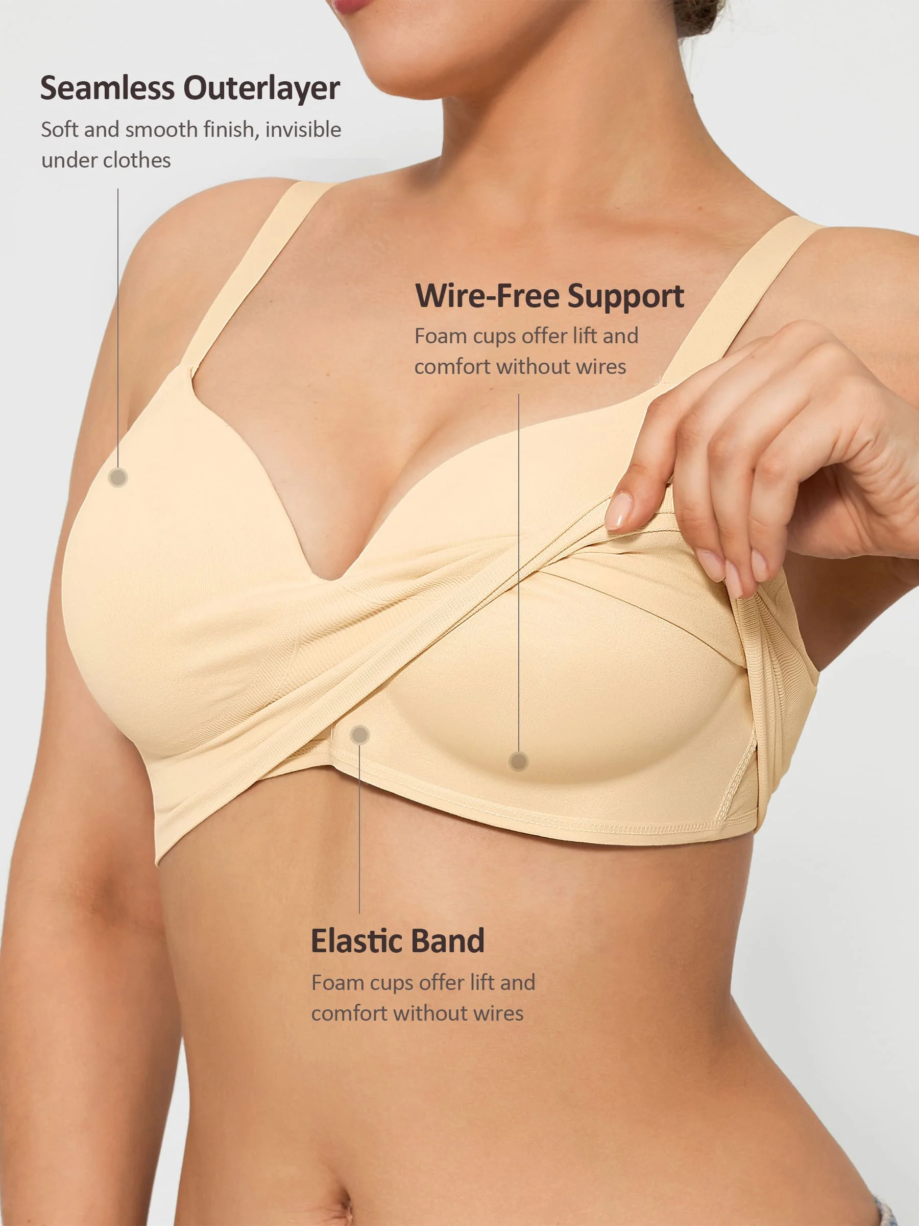 Feelingirl Wireless Push-Up Seamless Comfort Full Coverage Bra Bundle - Image 23