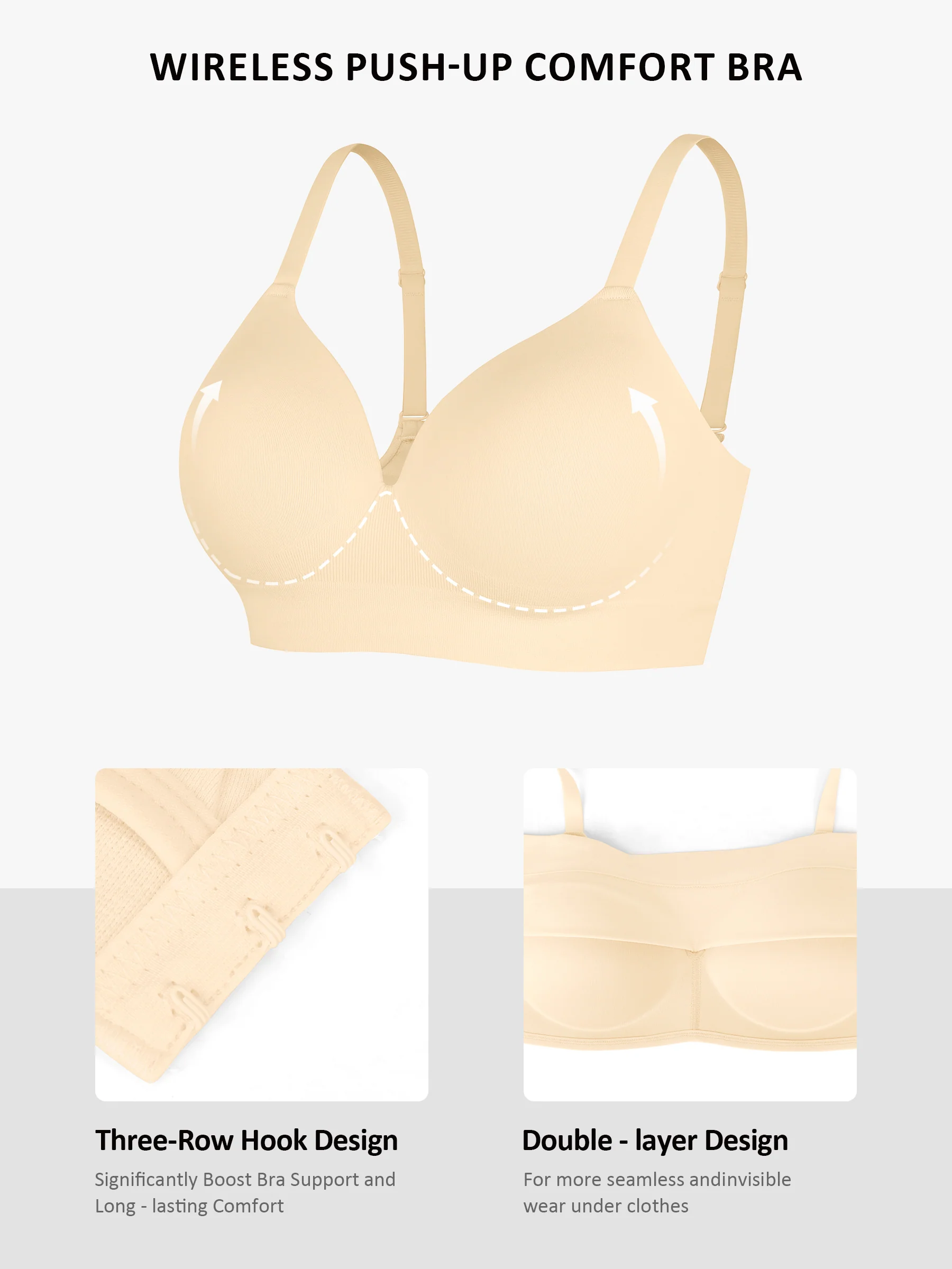 Feelingirl Wireless Push-Up Seamless Comfort Full Coverage Bra Bundle - Image 28