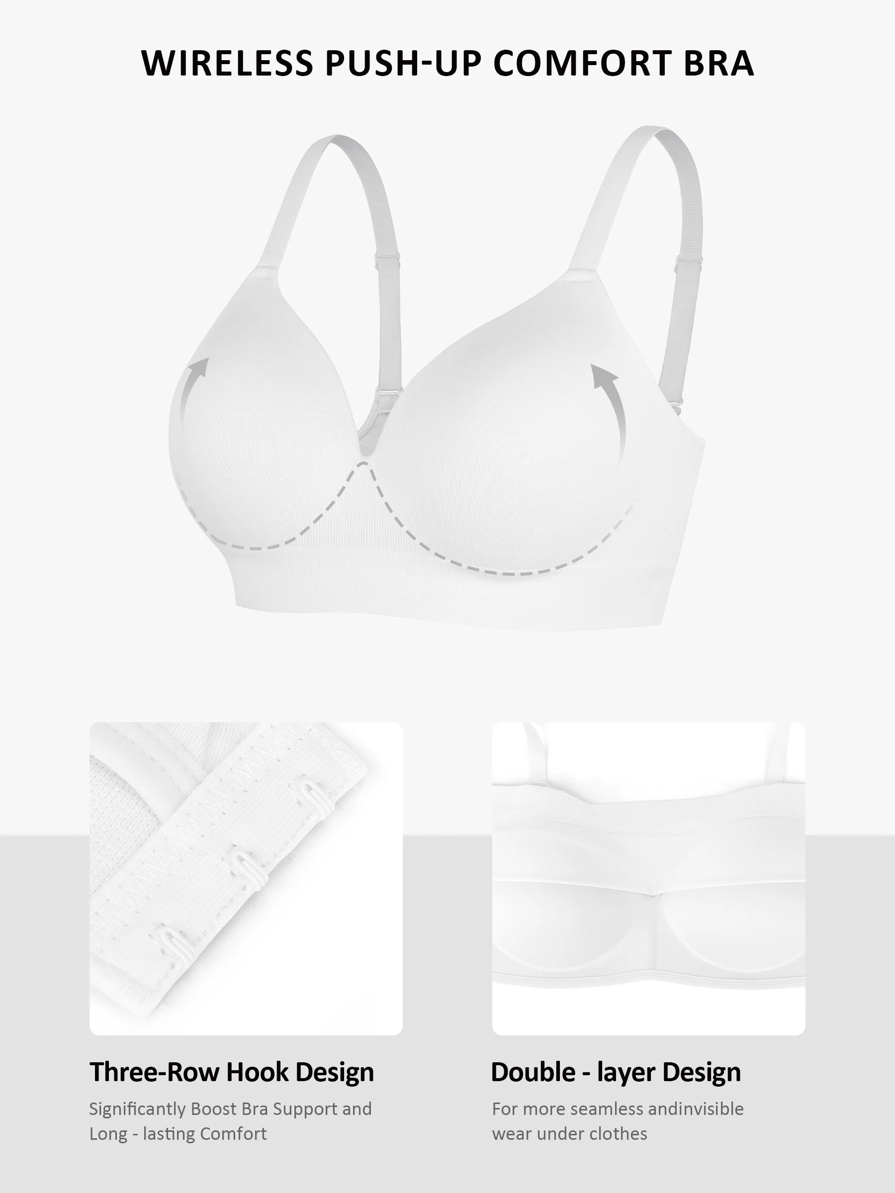 Feelingirl Wireless Push-Up Seamless Comfort Full Coverage Bra Bundle - Image 38