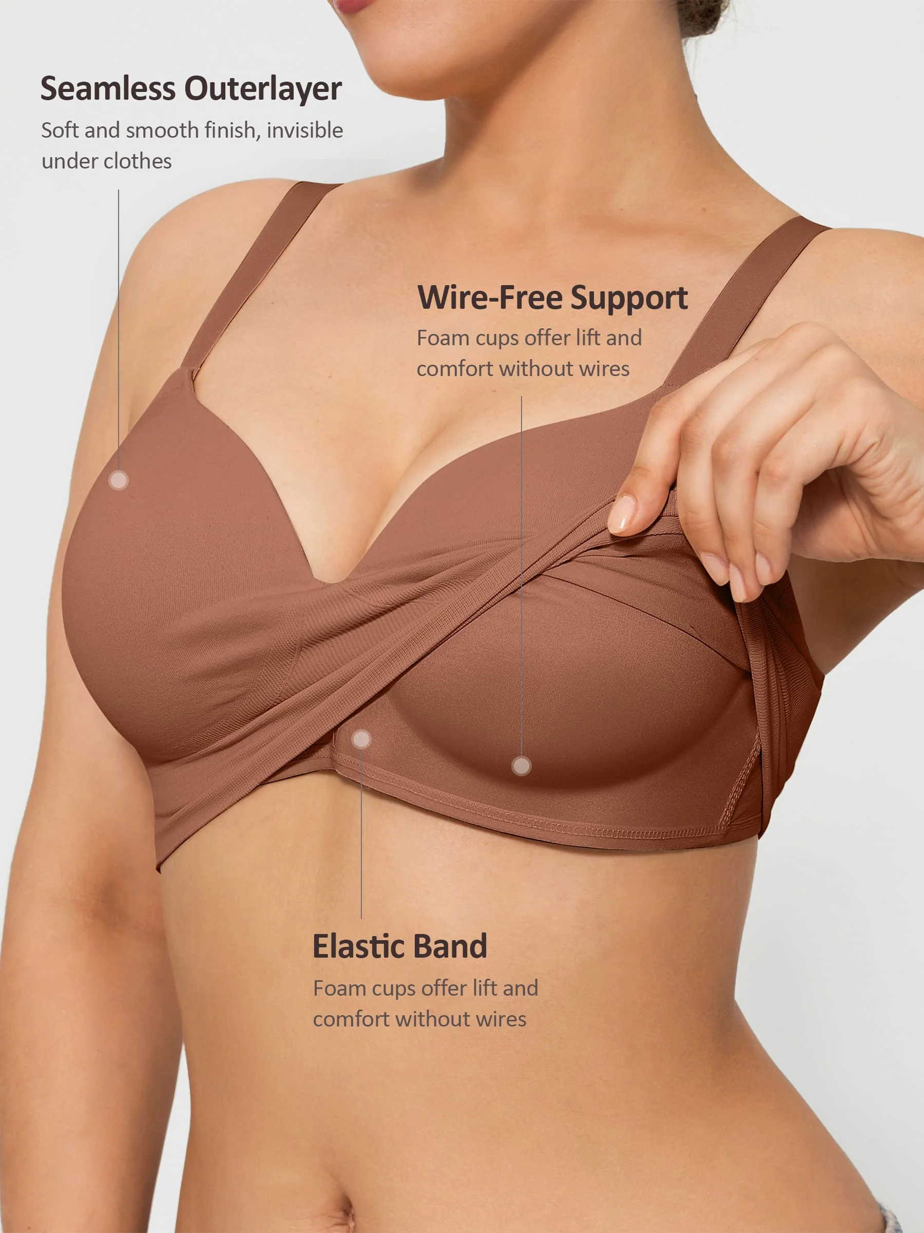Feelingirl Wireless Push-Up Seamless Comfort Full Coverage Bra Bundle - Image 43
