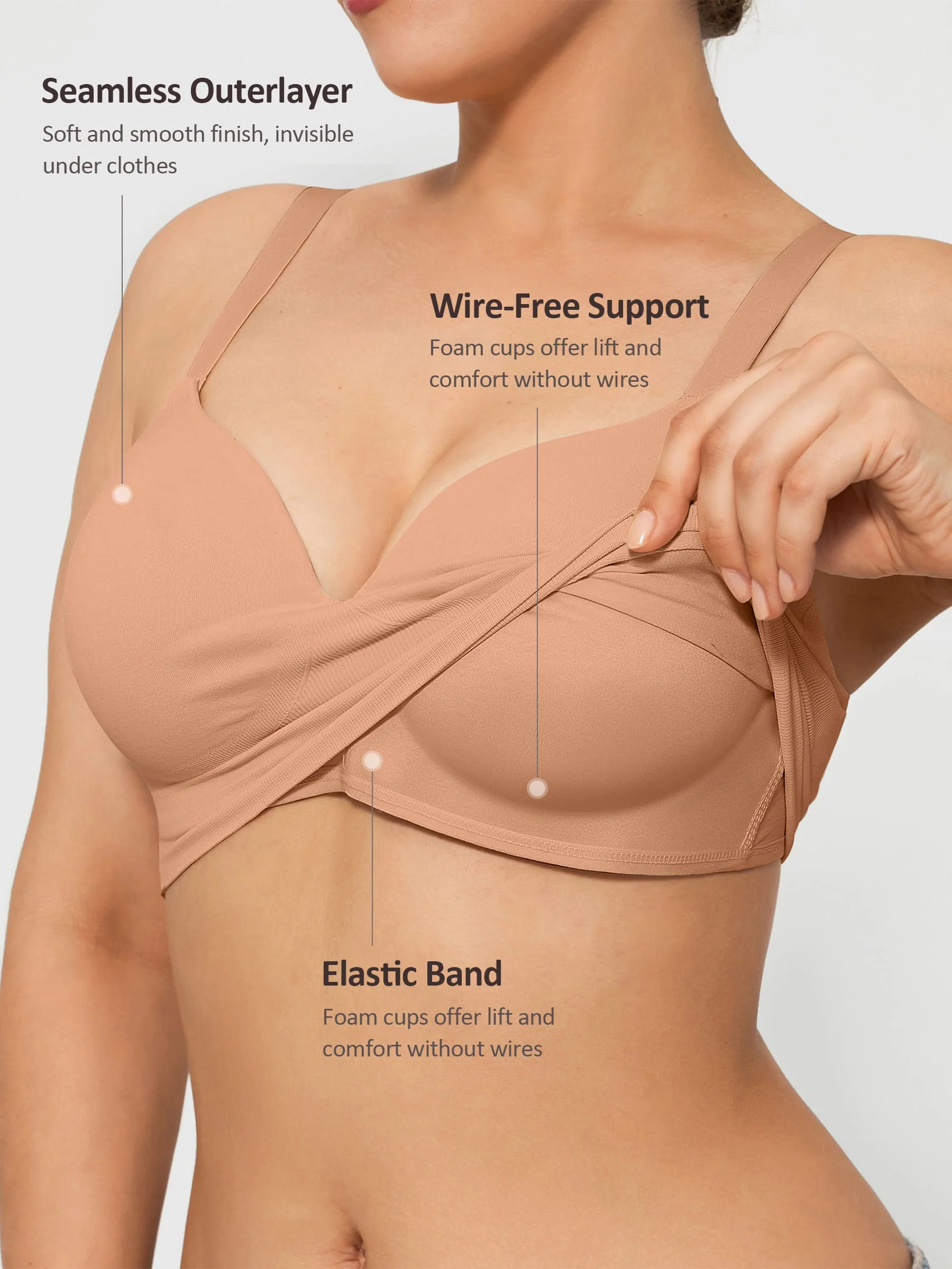Feelingirl Wireless Push-Up Seamless Comfort Full Coverage Bra Bundle - Image 3