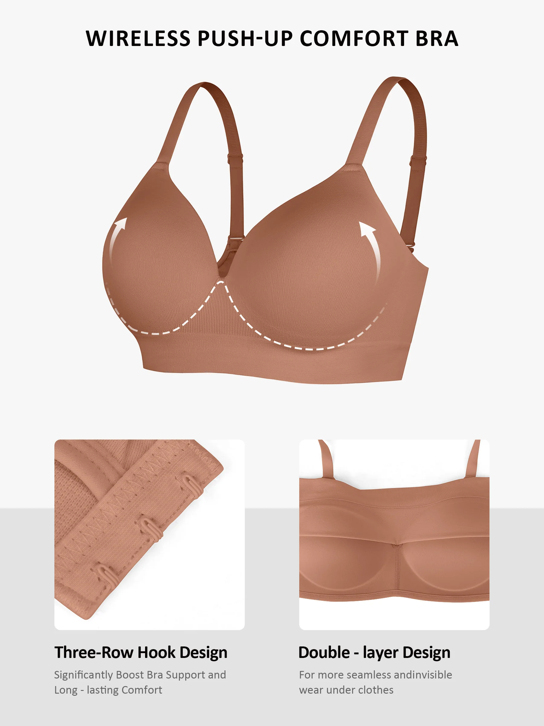 Feelingirl Wireless Push-Up Seamless Comfort Full Coverage Bra Bundle - Image 48