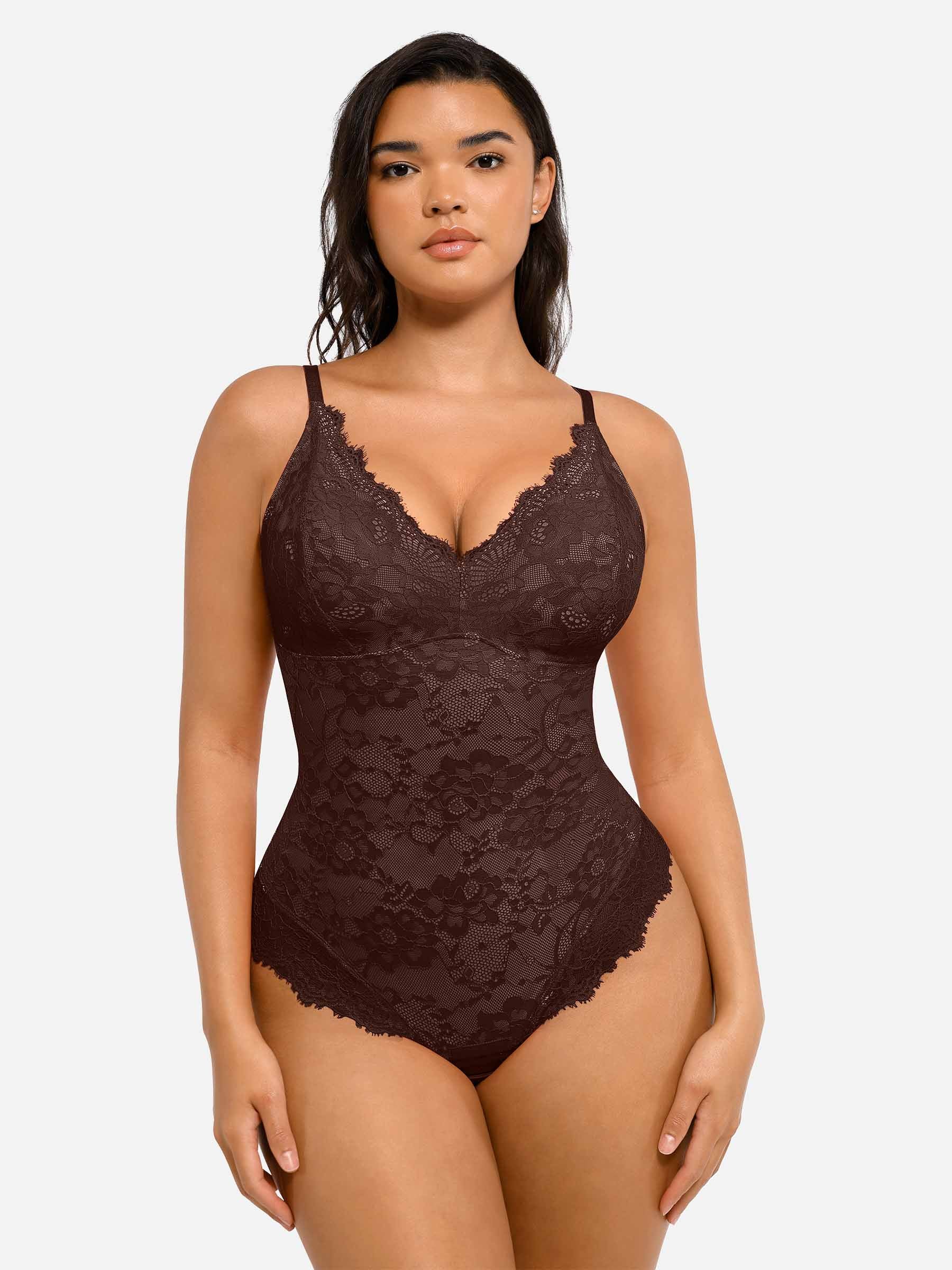 Feelingirl Lace V Neck Full Bodysuit - Image 23