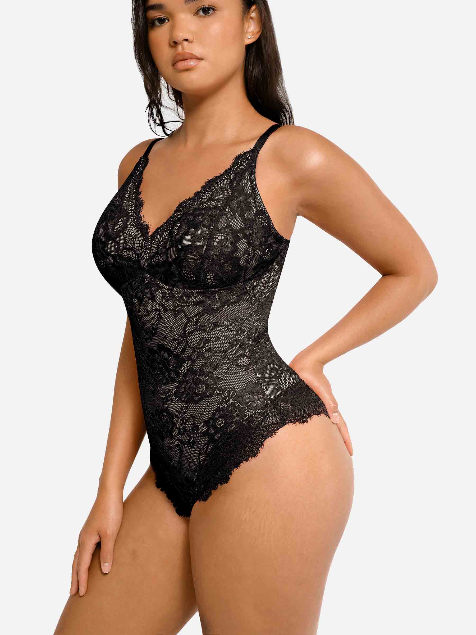 Feelingirl 2-Pack Lace V Neck Full Bodysuit Bundle - Image 5