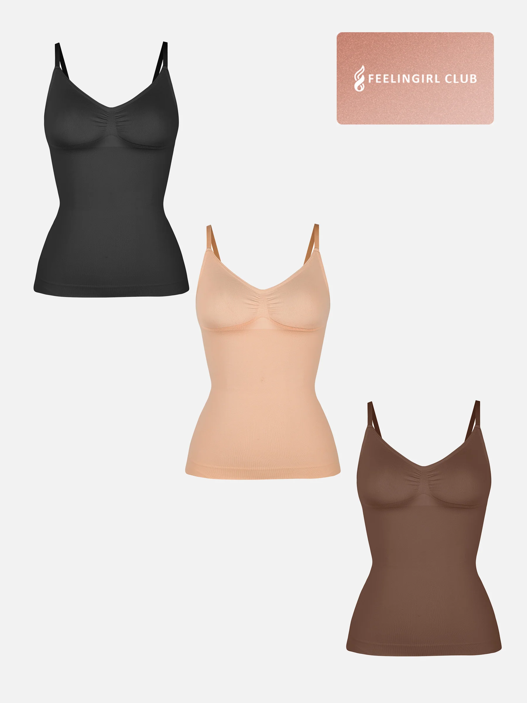 Feelingirl 3-Pack Bust Support and Waist Control Shape Tank Top Bundle - Image 22