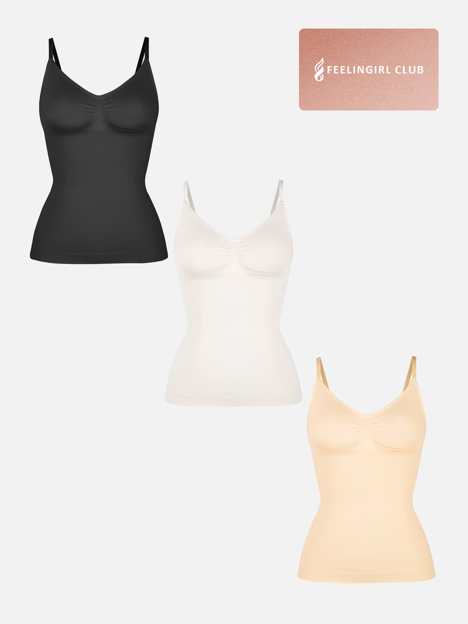 Feelingirl 3-Pack Bust Support and Waist Control Shape Tank Top Bundle - Image 26