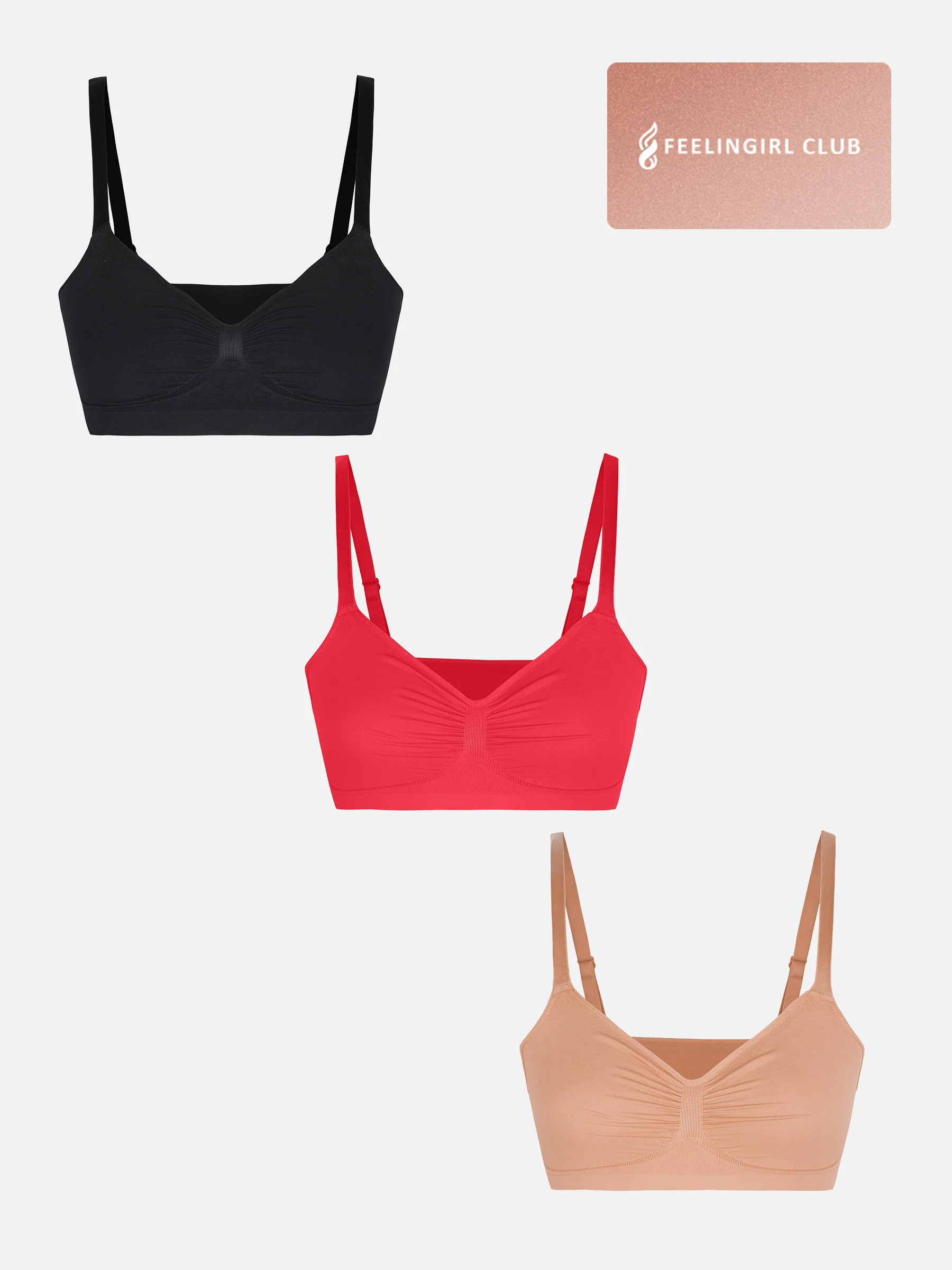 Feelingirl 3-Pack Seamless Smooth Wireless Bra Bundle - Image 50