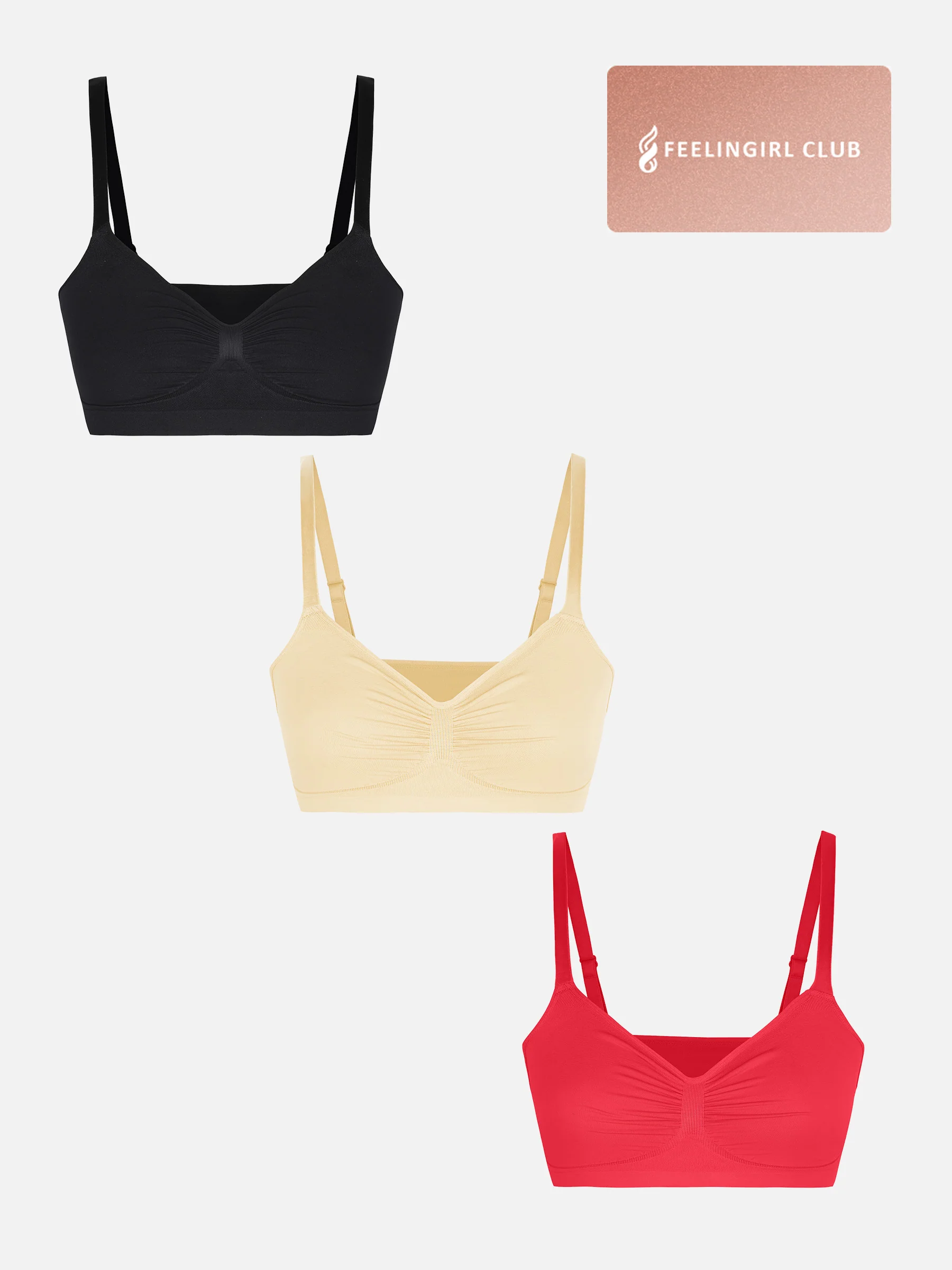 Feelingirl 3-Pack Seamless Smooth Wireless Bra Bundle - Image 70