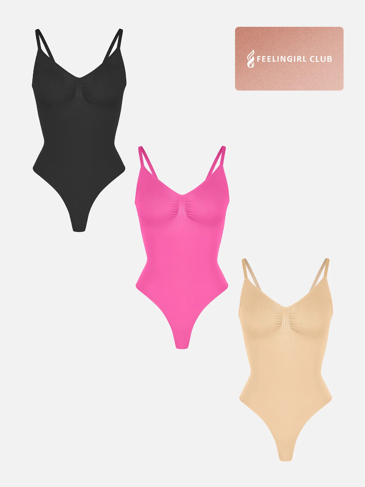 Feelingirl 3-Pack Tummy Control Seamless Bodysuit Bundle - Image 44