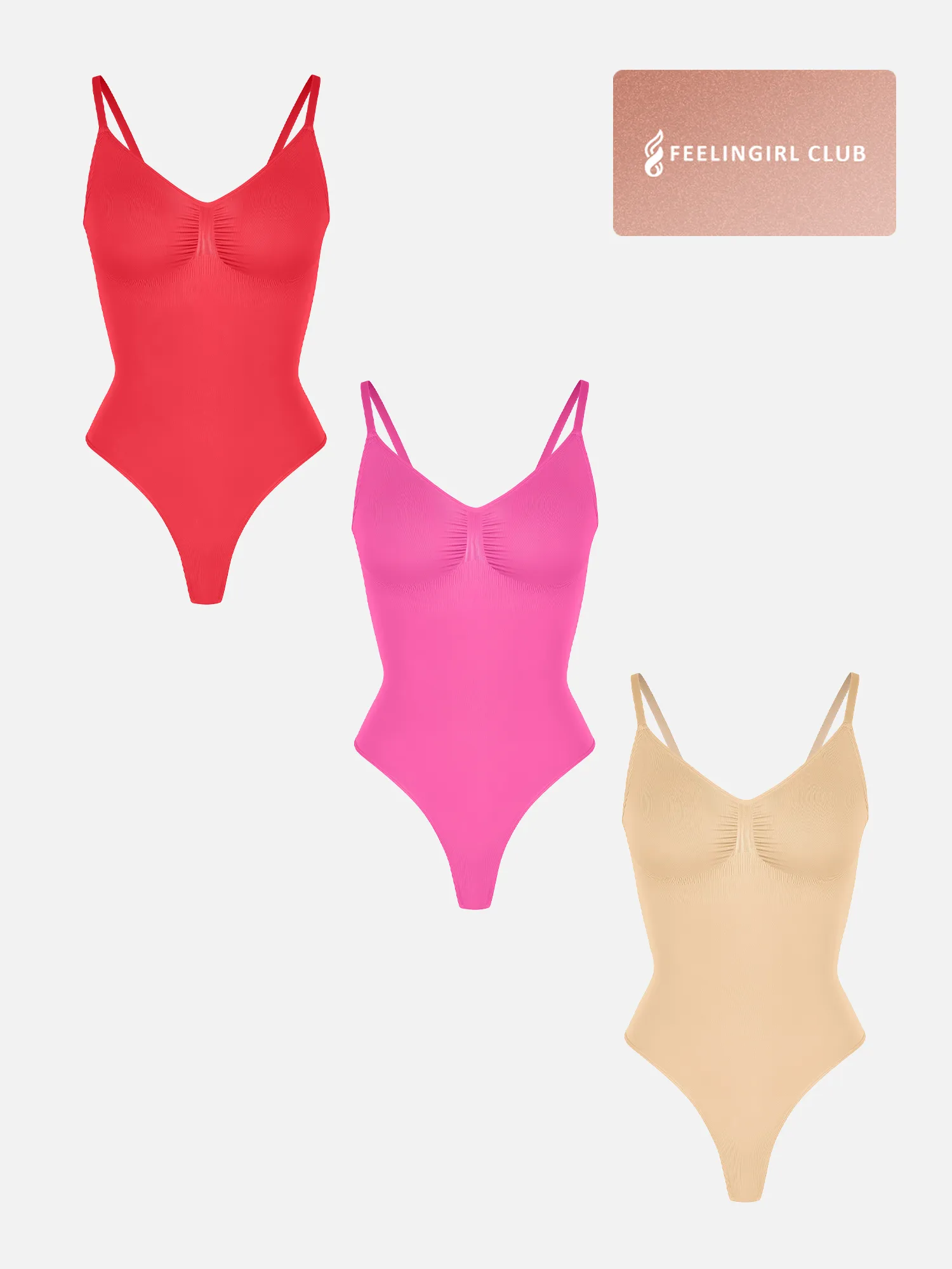 Feelingirl 3-Pack Tummy Control Seamless Bodysuit Bundle - Image 48