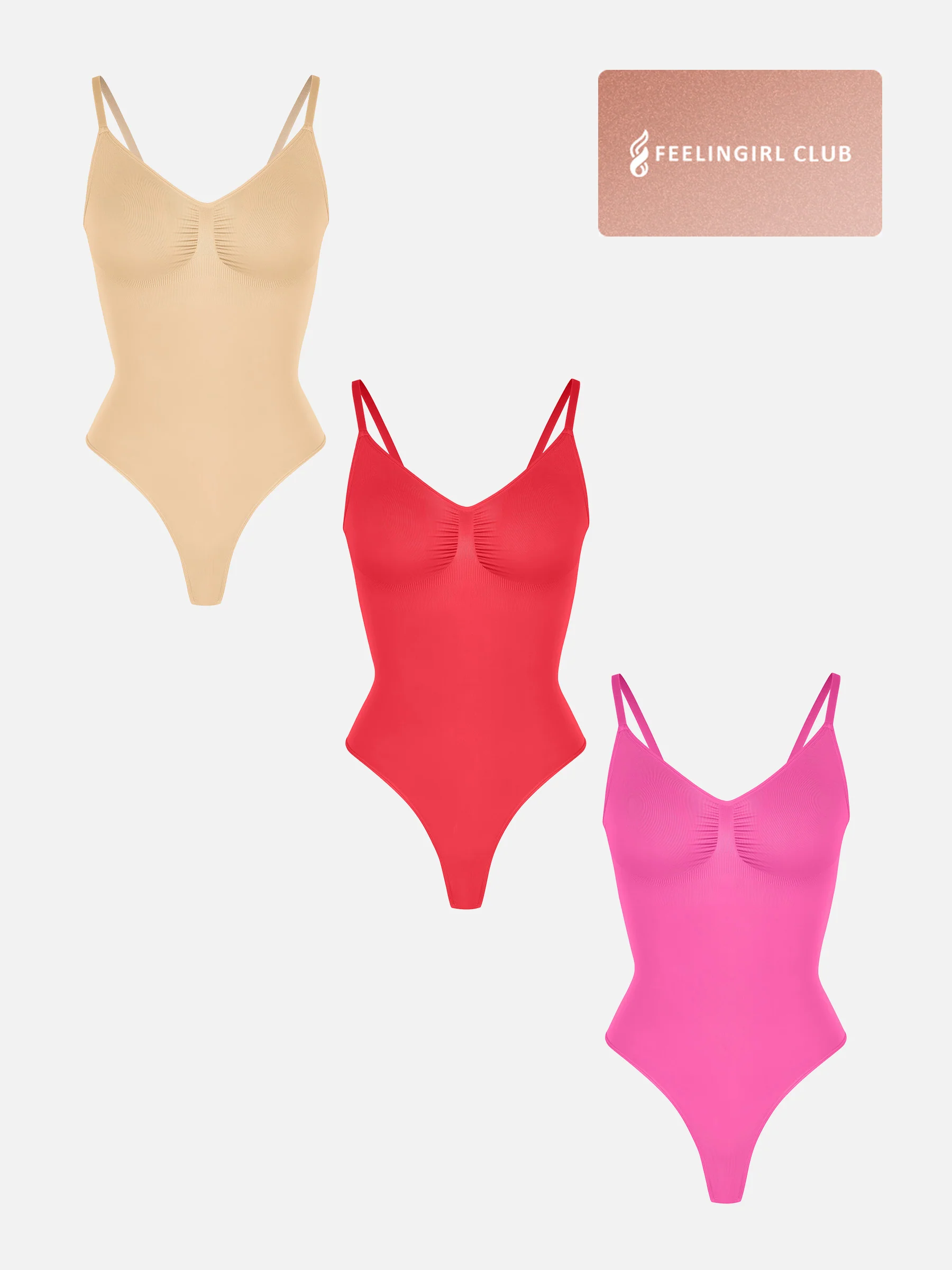 Feelingirl 3-Pack Tummy Control Seamless Bodysuit Bundle - Image 56