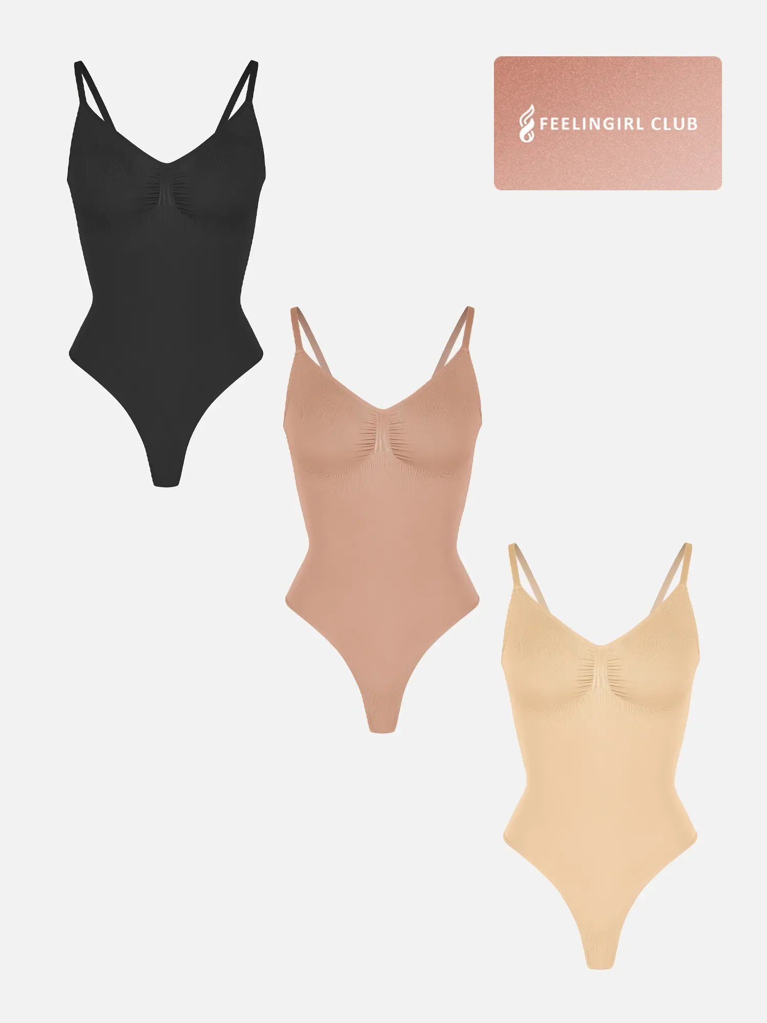 Feelingirl 3-Pack Tummy Control Seamless Bodysuit Bundle - Image 76
