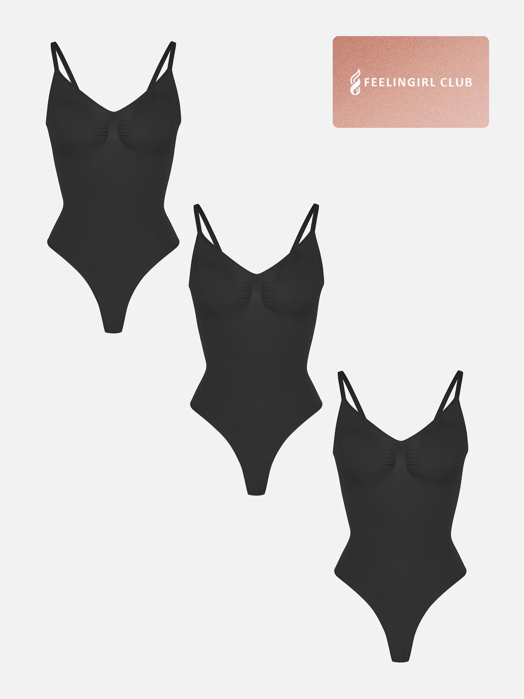 Feelingirl 3-Pack Tummy Control Seamless Bodysuit Bundle - Image 9