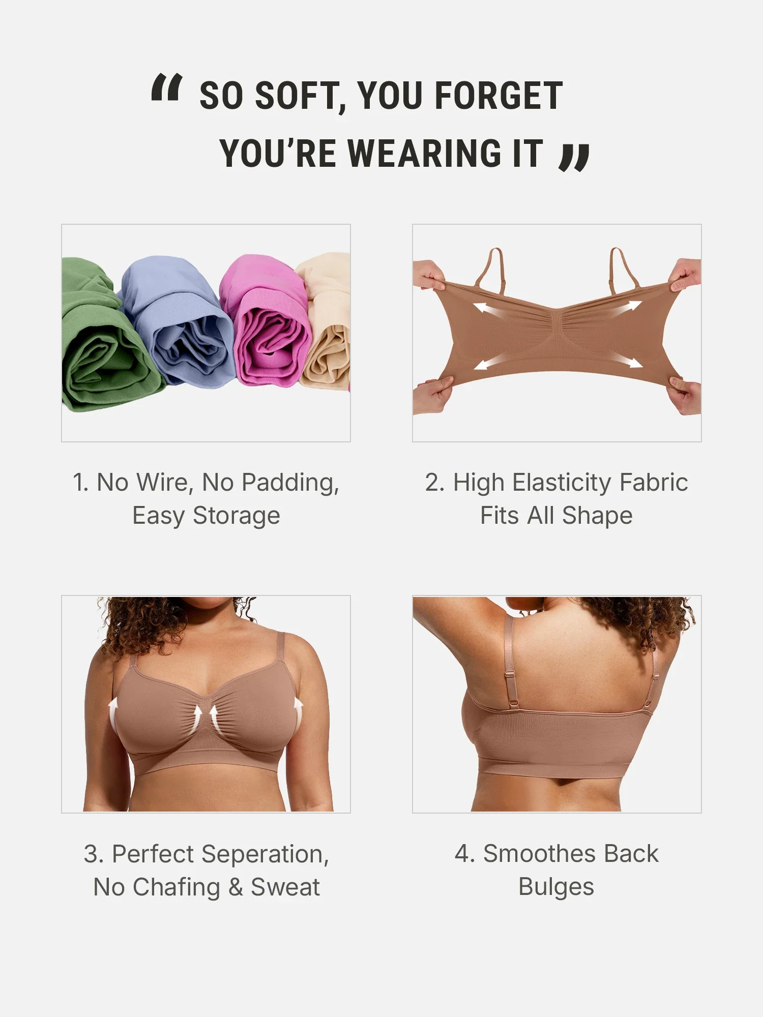 Feelingirl Everyday Wireless Bra Unlined Soft Bra - Image 43