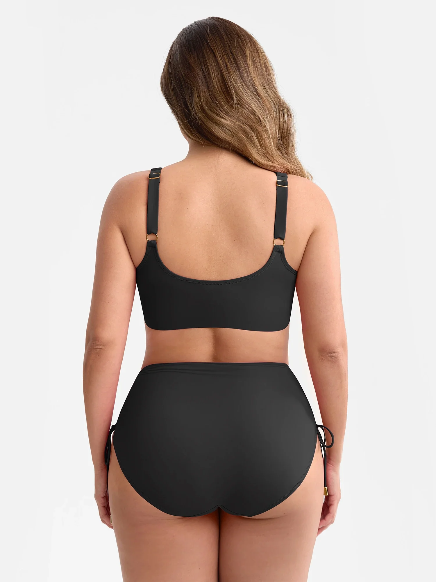 Feelingirl Deep V Metal Ring Drawstring Removable Pads Swimsuit - Image 19