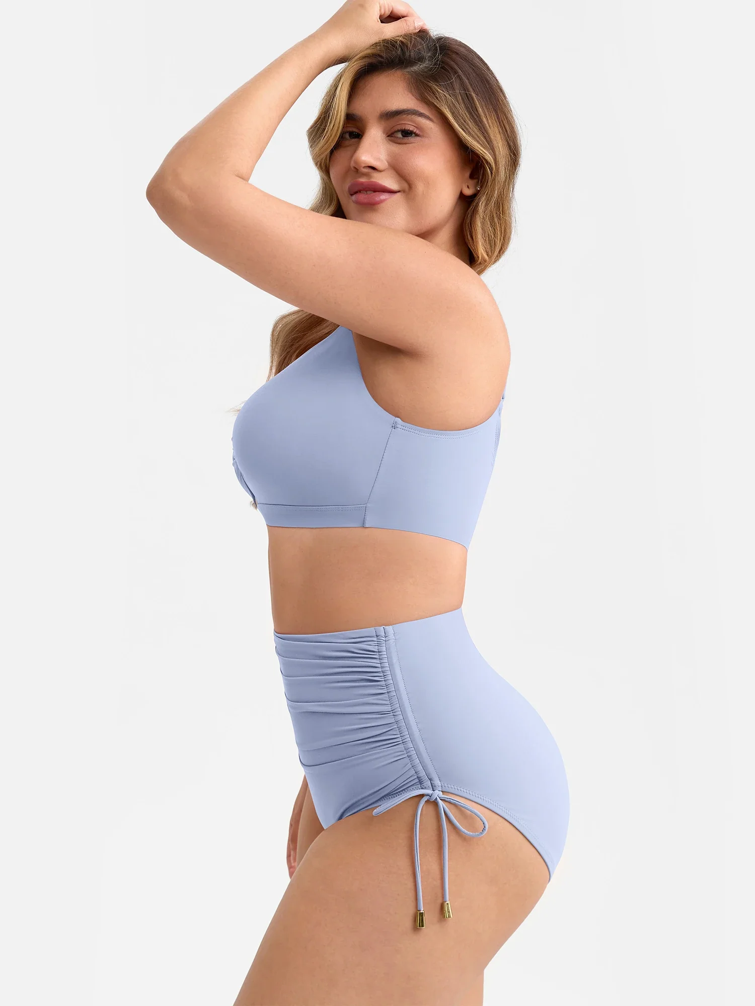 Feelingirl Deep V Metal Ring Drawstring Removable Pads Swimsuit - Image 23