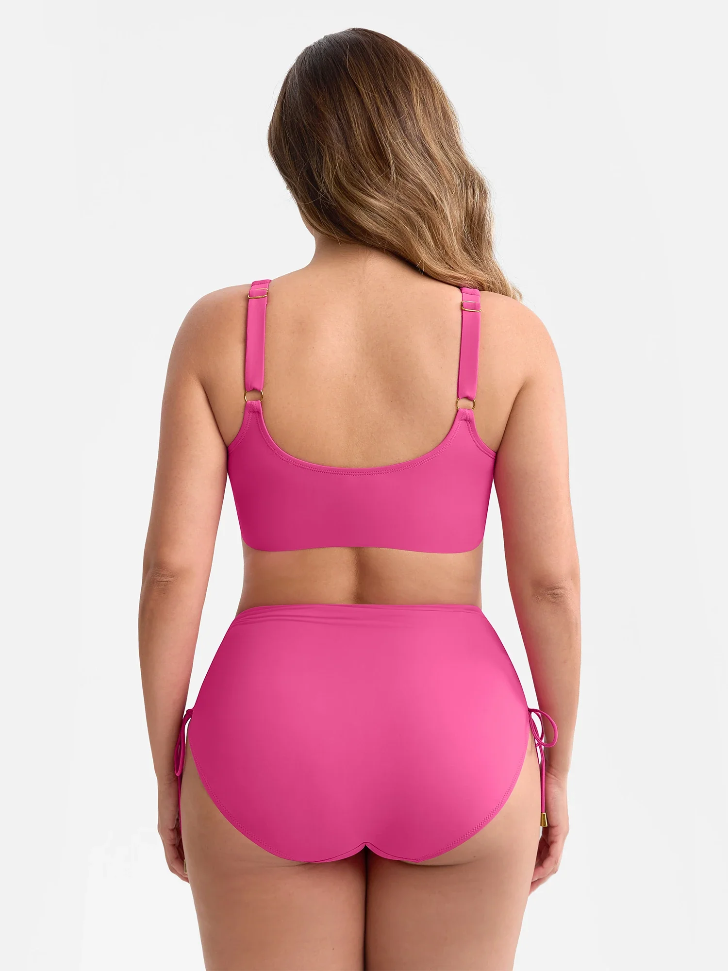 Feelingirl Deep V Metal Ring Drawstring Removable Pads Swimsuit - Image 5