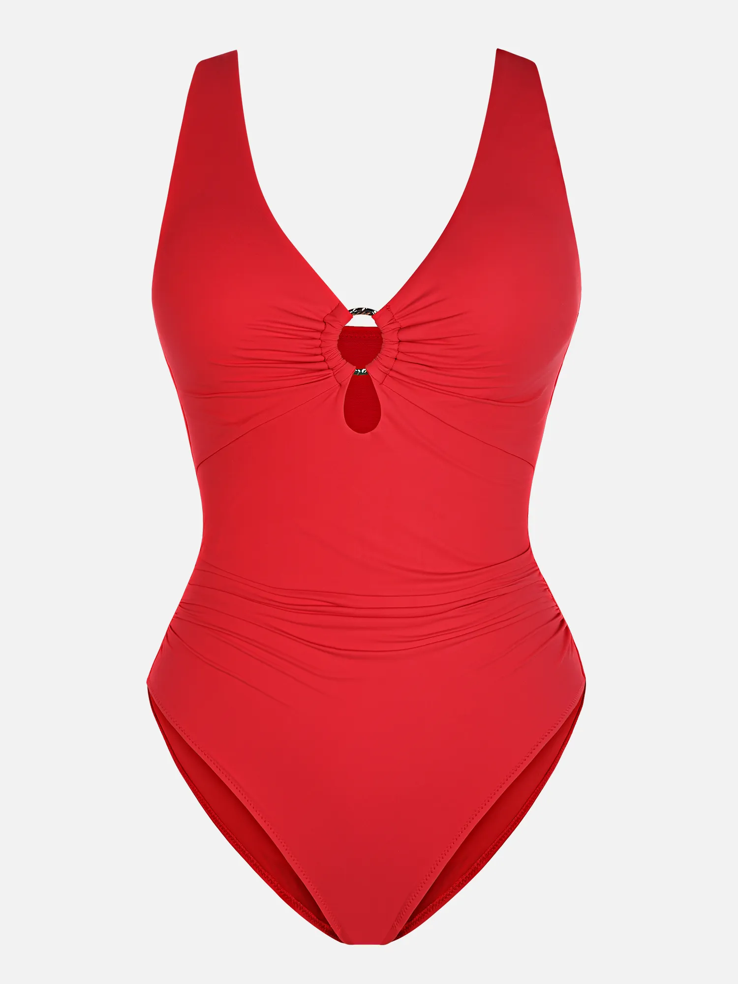 Feelingirl Deep V Metal Ring Ruched Sculpting Swimsuit - Image 63