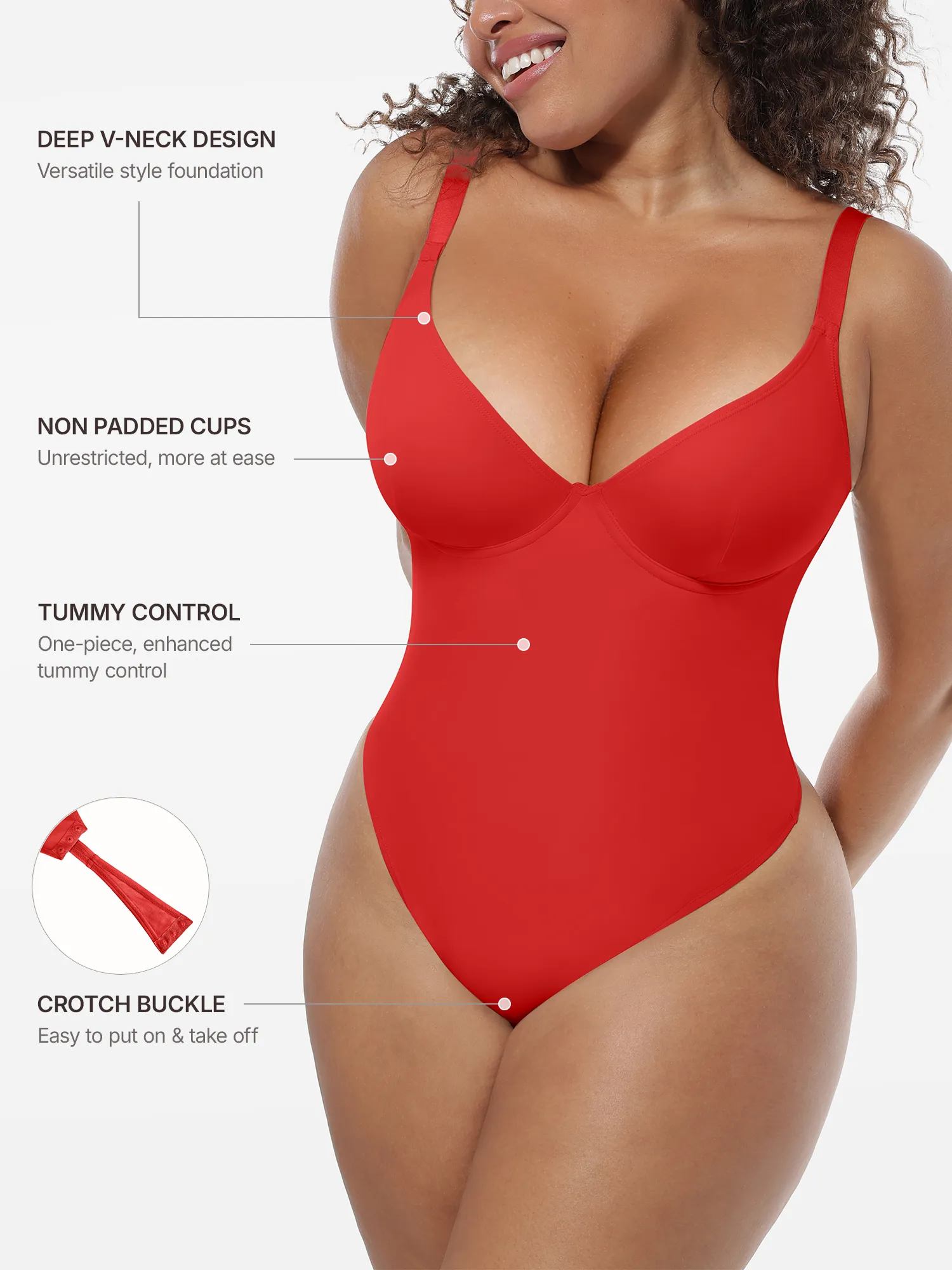 Feelingirl Deep V-Neck Shapewear Bodysuit - Image 37