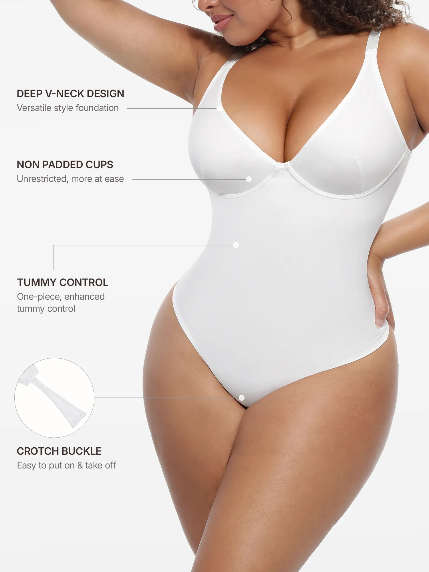 Feelingirl Deep V-Neck Shapewear Bodysuit - Image 65