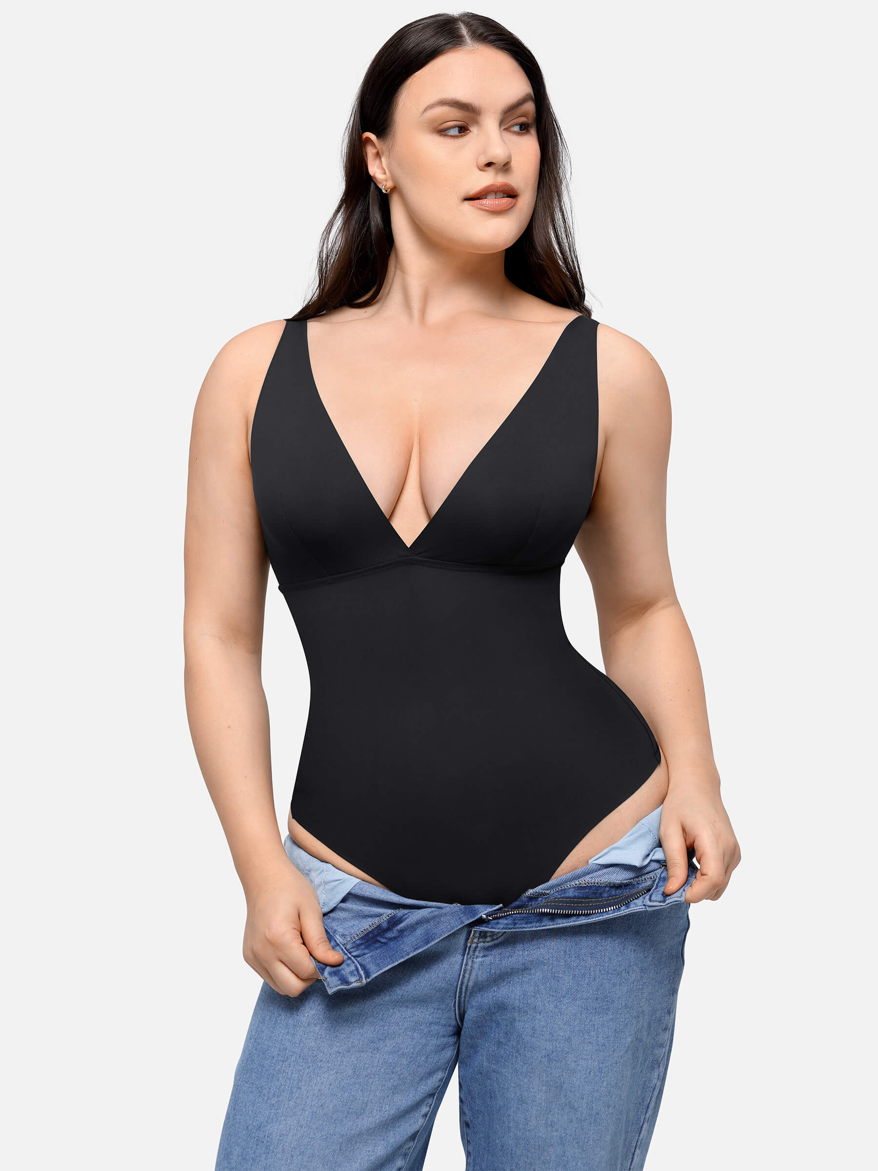 Feelingirl Deep V-Neck Tank Seamless Smoothing Bodysuit - Image 12
