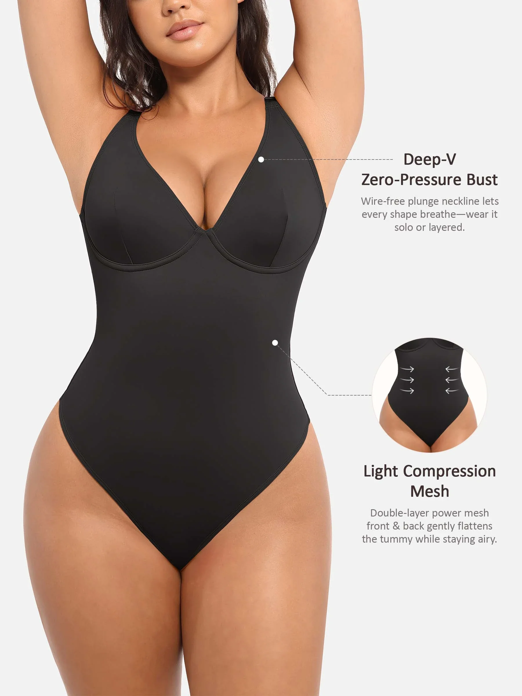 Feelingirl Deep V Neck Tummy Control Shapewear Bodysuit - Image 10