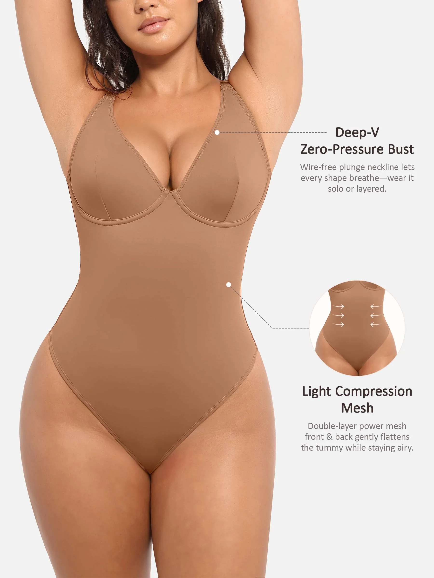 Feelingirl Deep V Neck Tummy Control Shapewear Bodysuit - Image 28