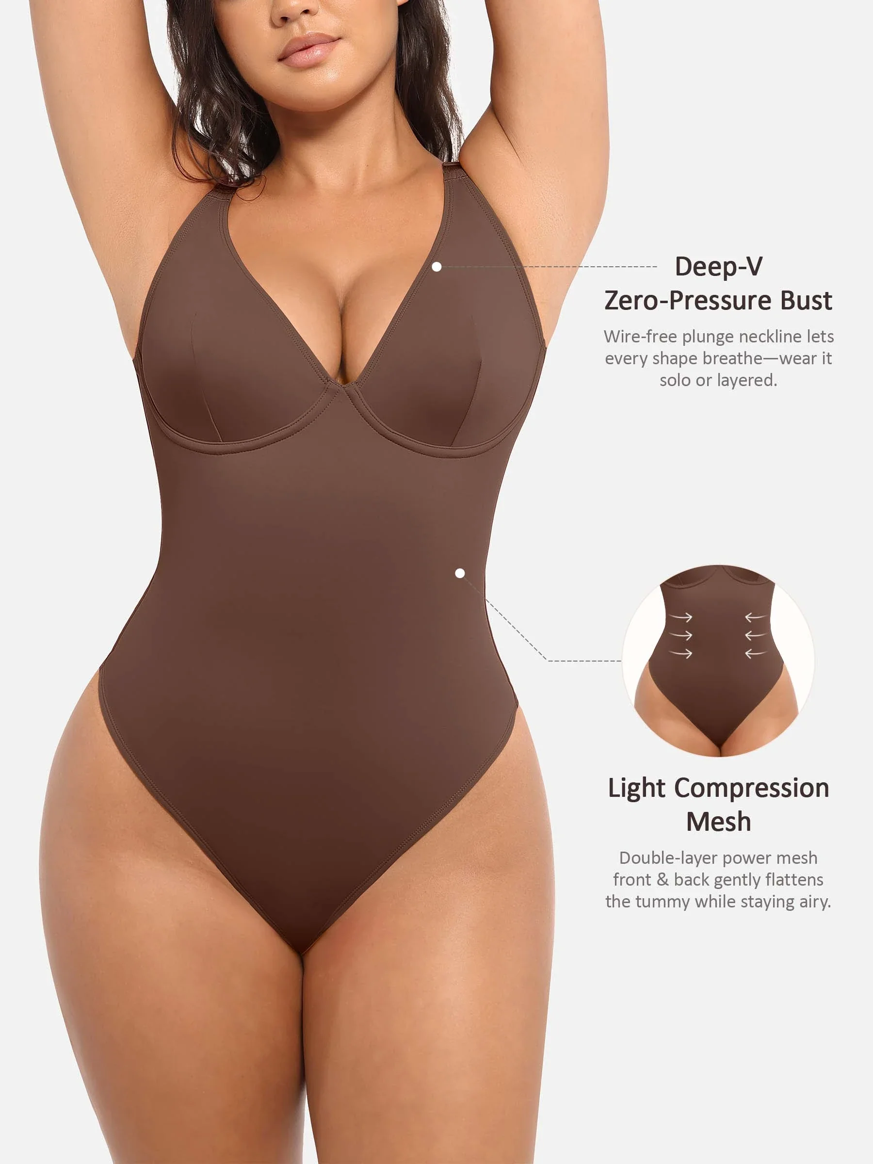Feelingirl Deep V Neck Tummy Control Shapewear Bodysuit - Image 36