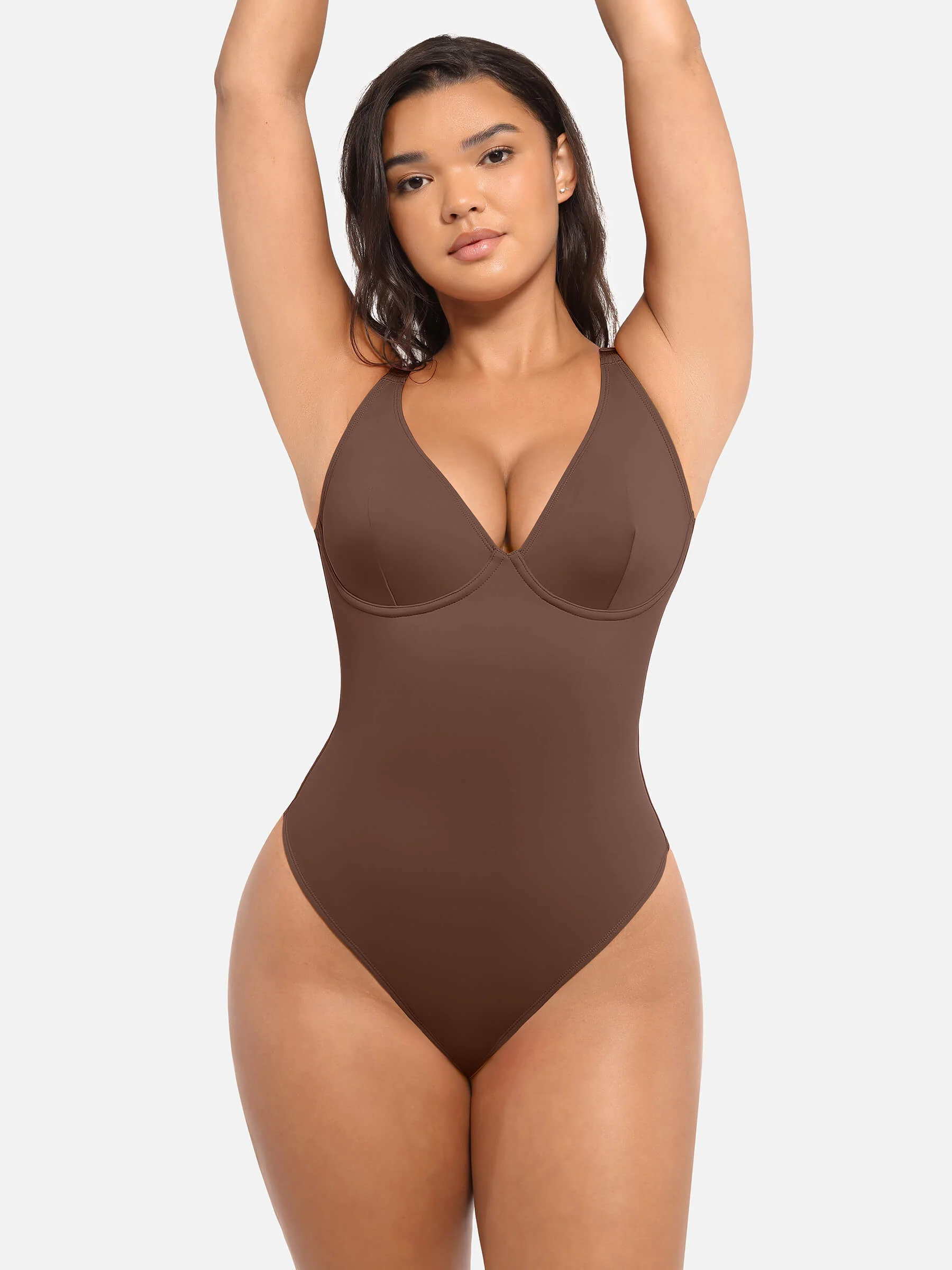 Feelingirl V Neck Tummy Control Bodysuit - Image 32